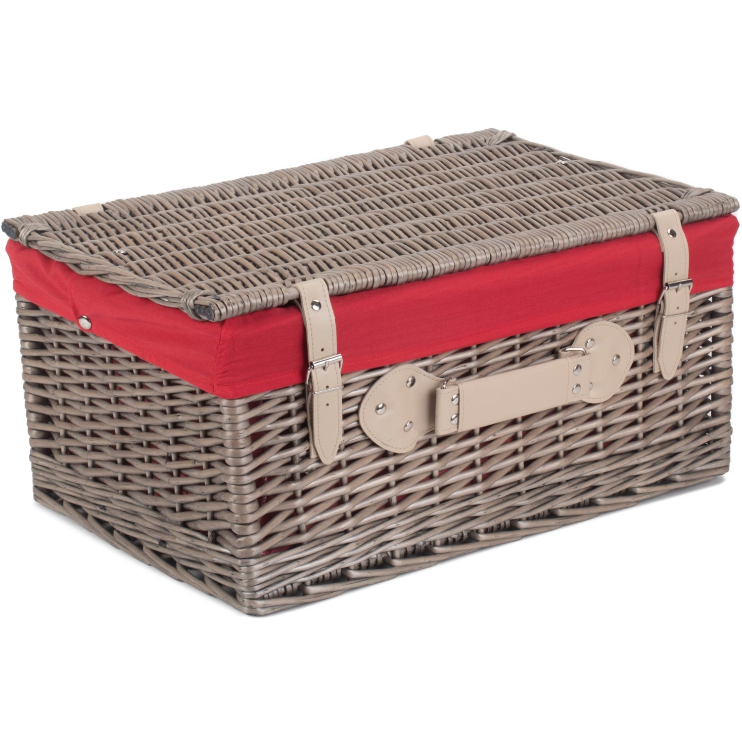 20 Inch Antique Wash Willow Hamper with Red Lining - REGN