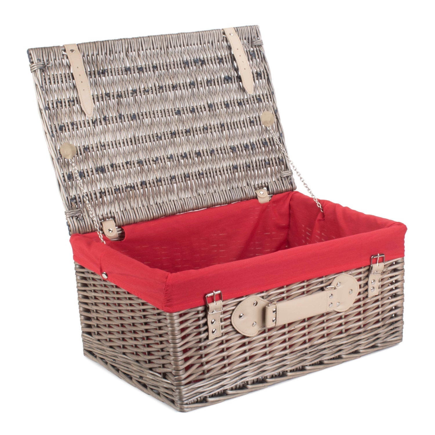 20 Inch Antique Wash Willow Hamper with Red Lining - REGN
