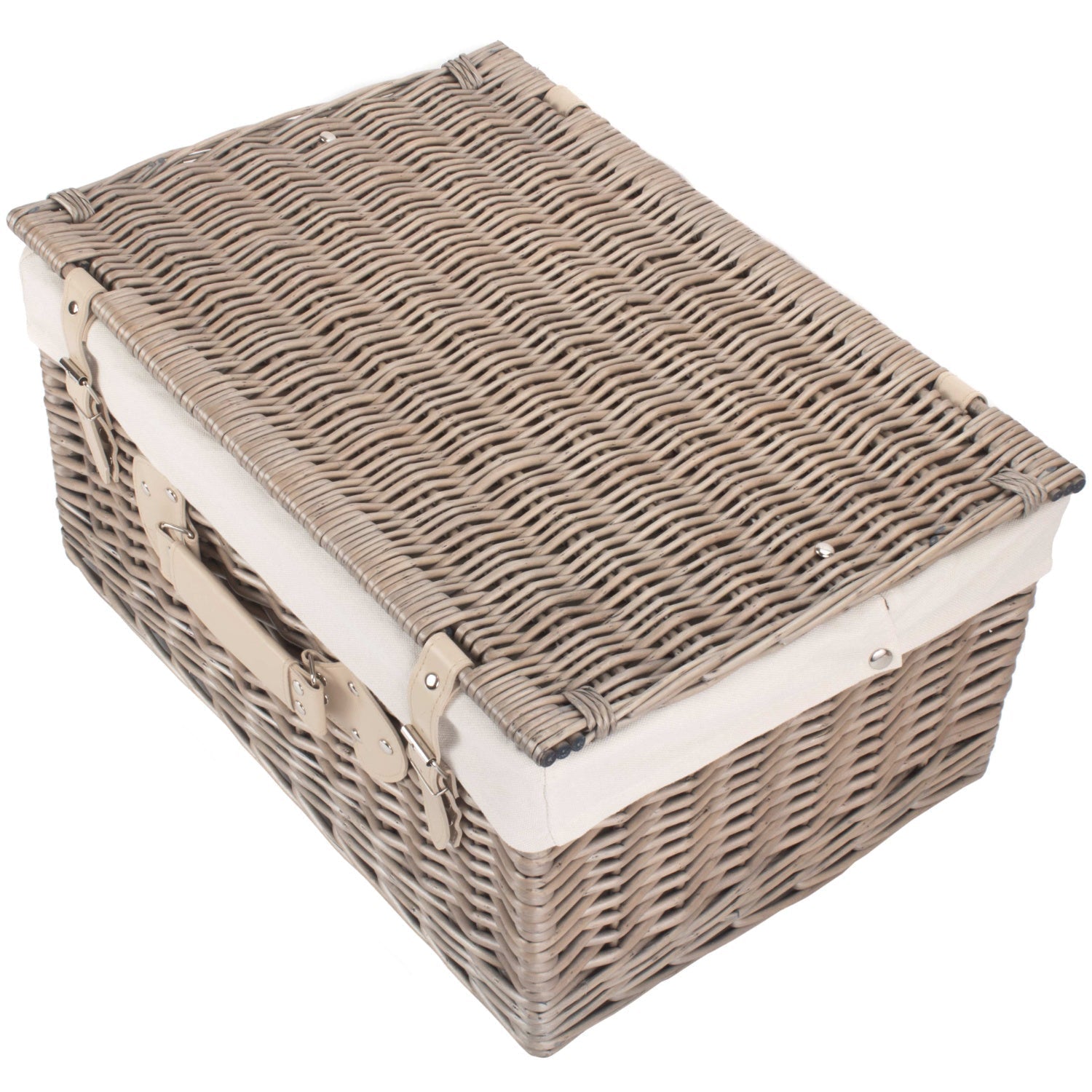 20 Inch Antique Wash Willow Hamper with White Lining - REGN