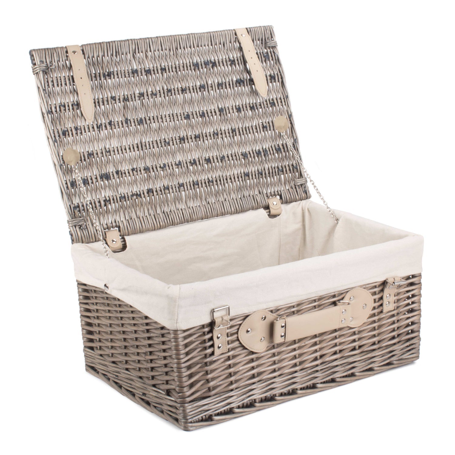 20 Inch Antique Wash Willow Hamper with White Lining - REGN