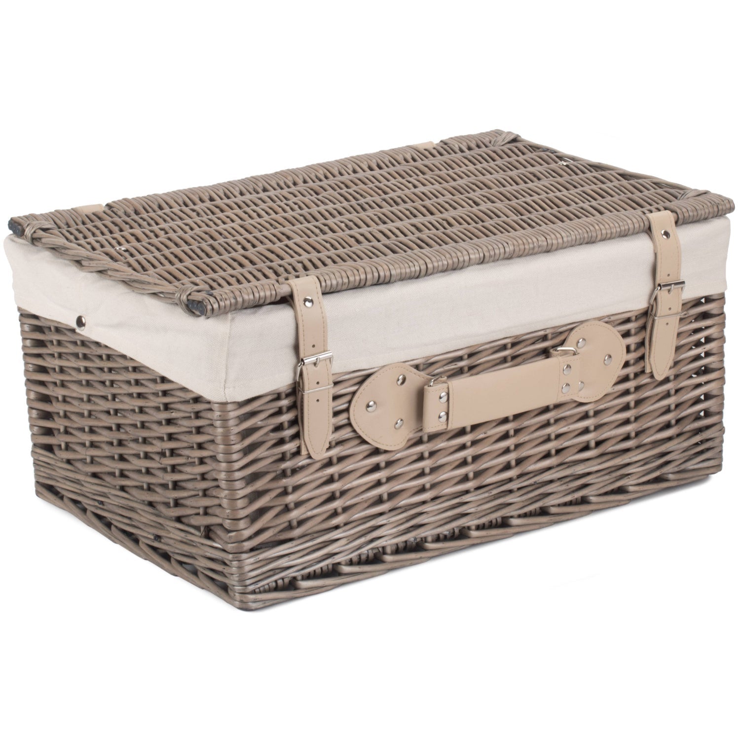 20 Inch Antique Wash Willow Hamper with White Lining - REGN