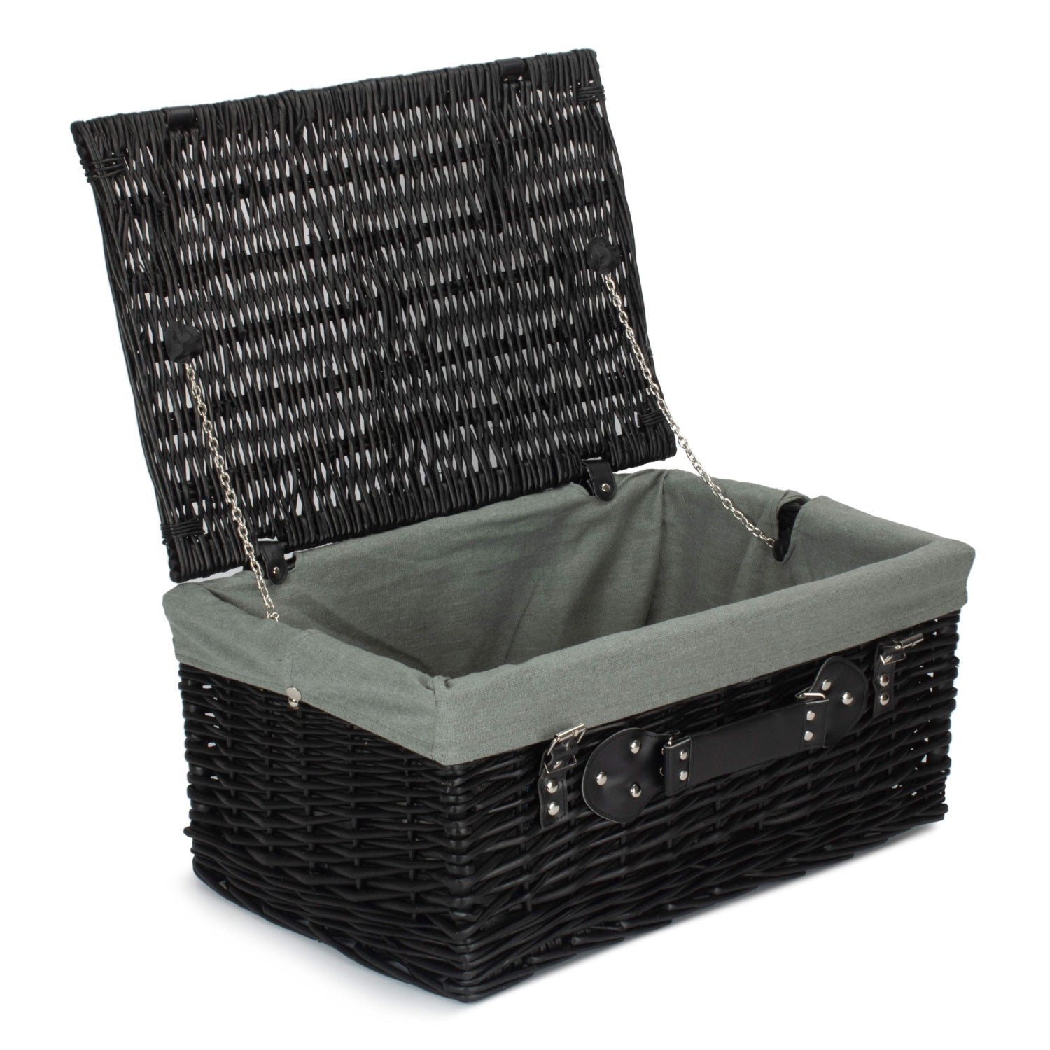 20 Inch Black Willow Hamper with Grey Sage Lining - REGN