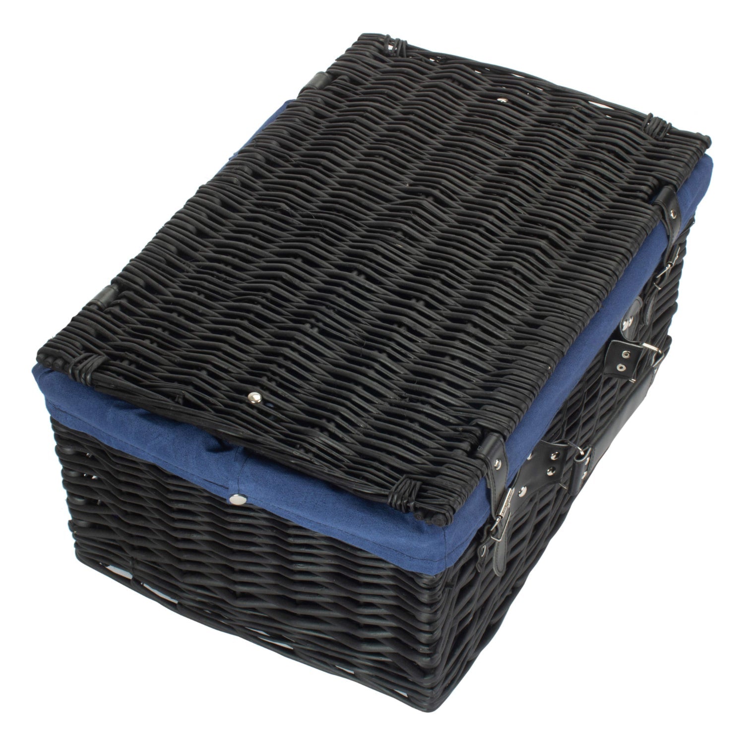 20 Inch Black Willow Hamper with Navy Blue Lining - REGN