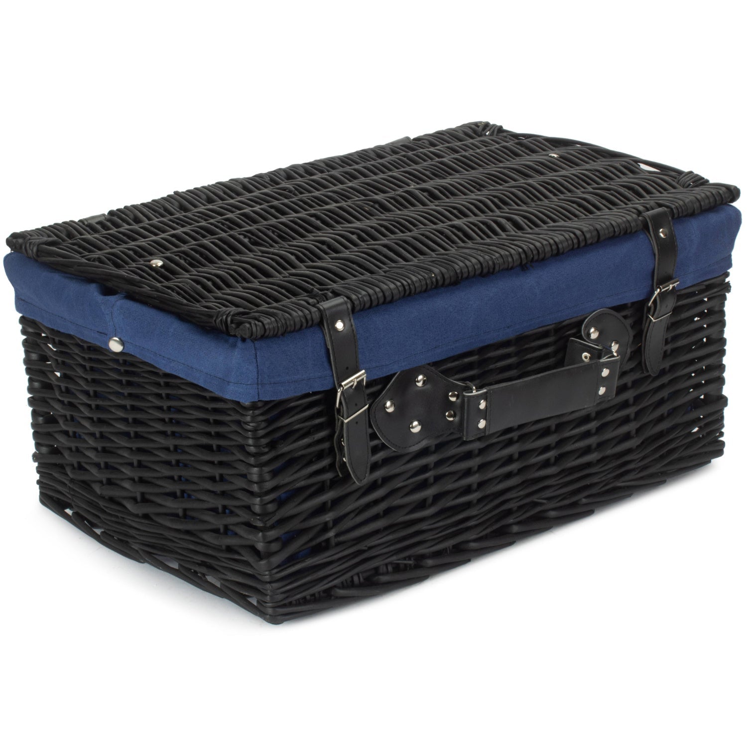 20 Inch Black Willow Hamper with Navy Blue Lining - REGN