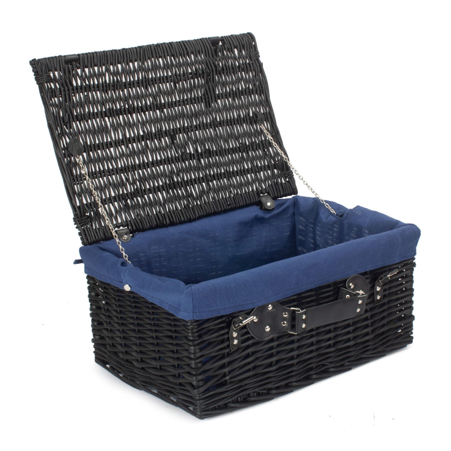 20 Inch Black Willow Hamper with Navy Blue Lining - REGN