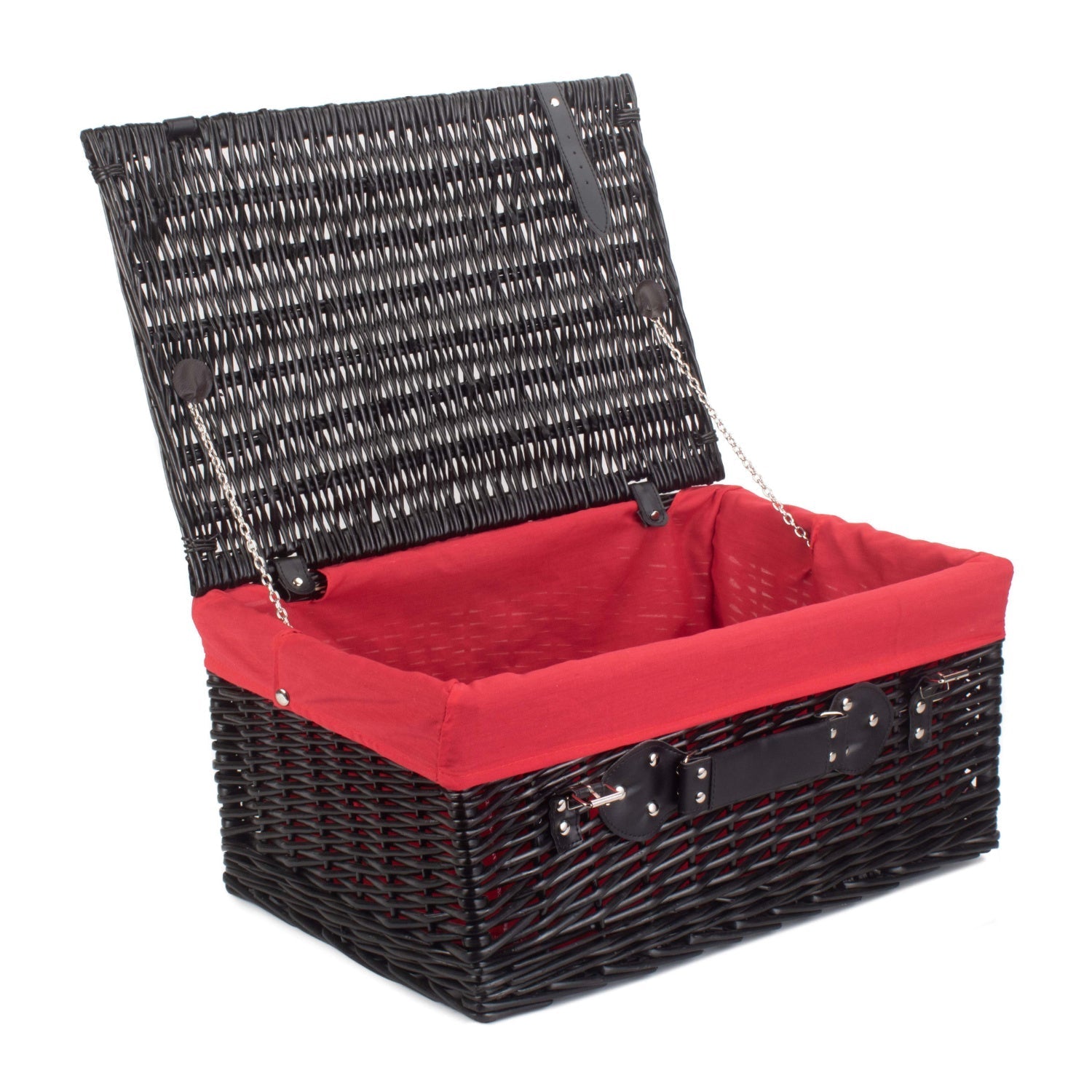20 Inch Black Willow Hamper with Red Lining - REGN