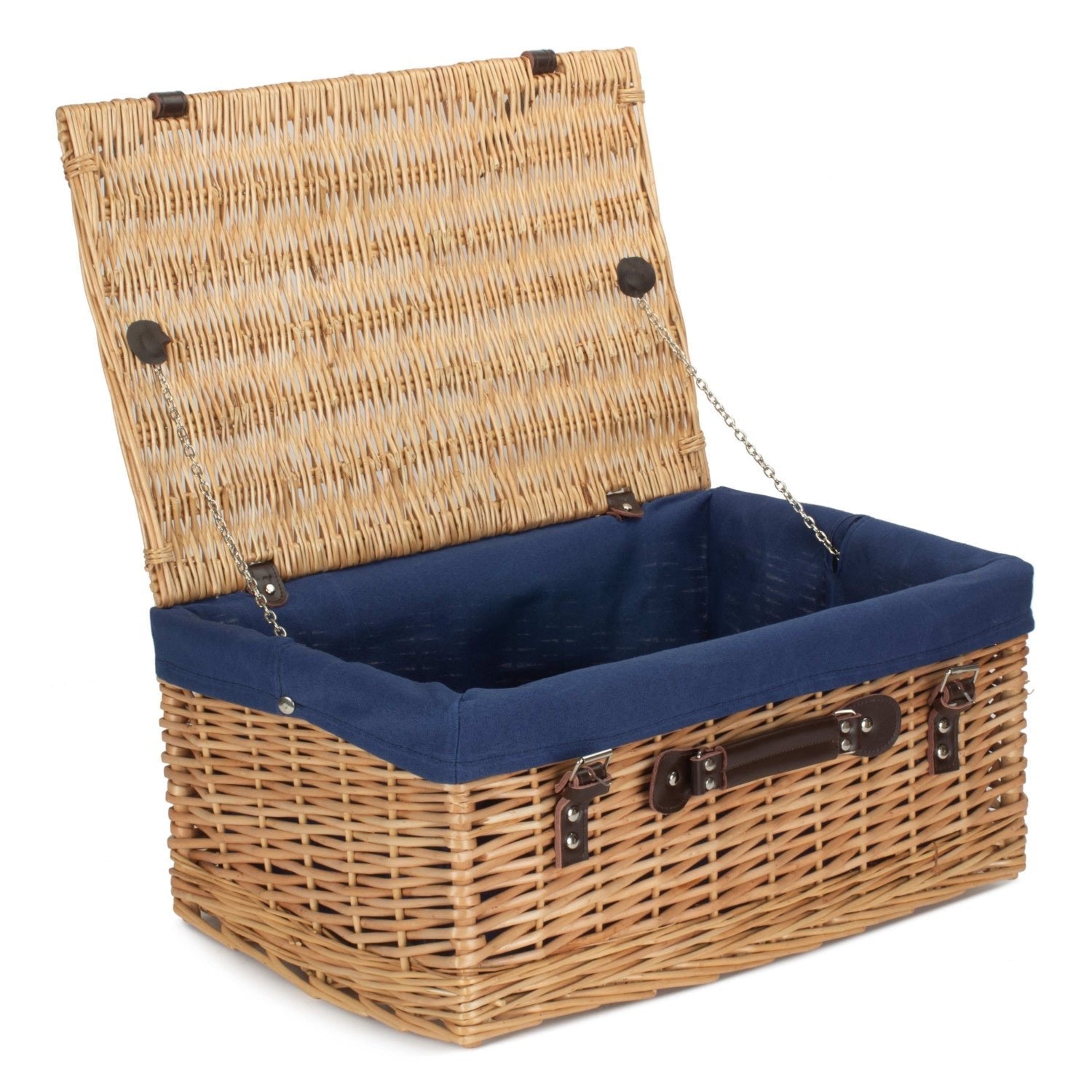 20 Inch Buff Willow Hamper Trunk with Navy Blue Lining - REGN