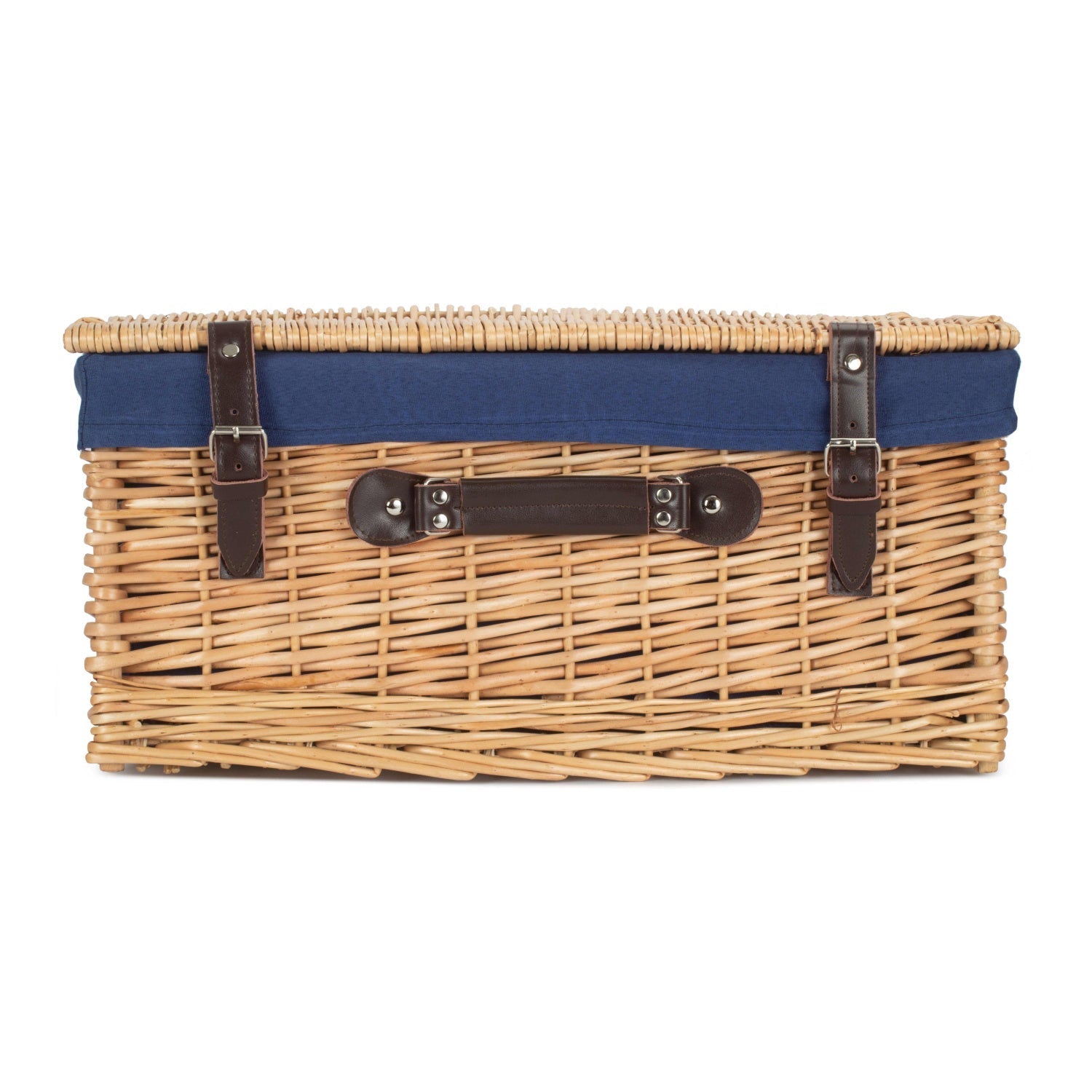 20 Inch Buff Willow Hamper Trunk with Navy Blue Lining - REGN