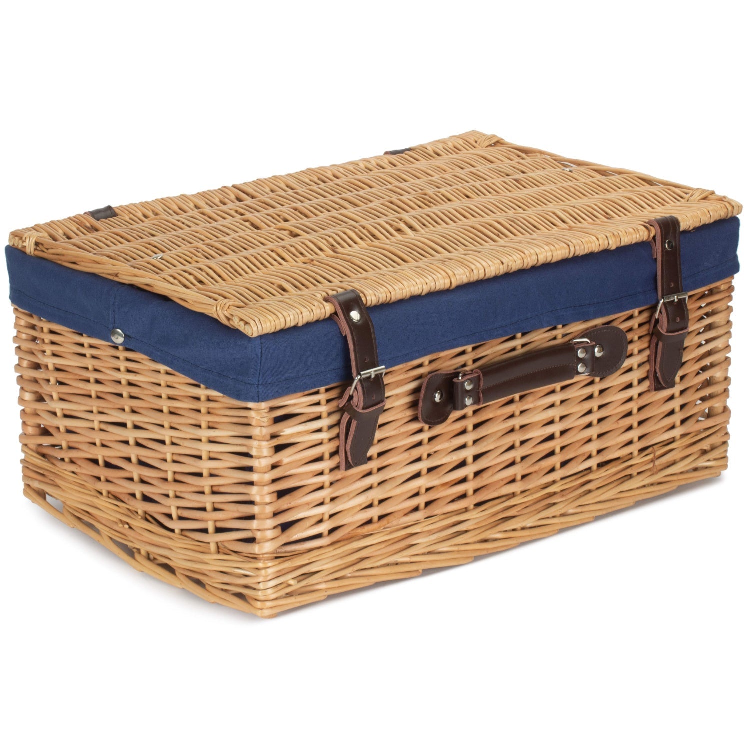 20 Inch Buff Willow Hamper Trunk with Navy Blue Lining - REGN