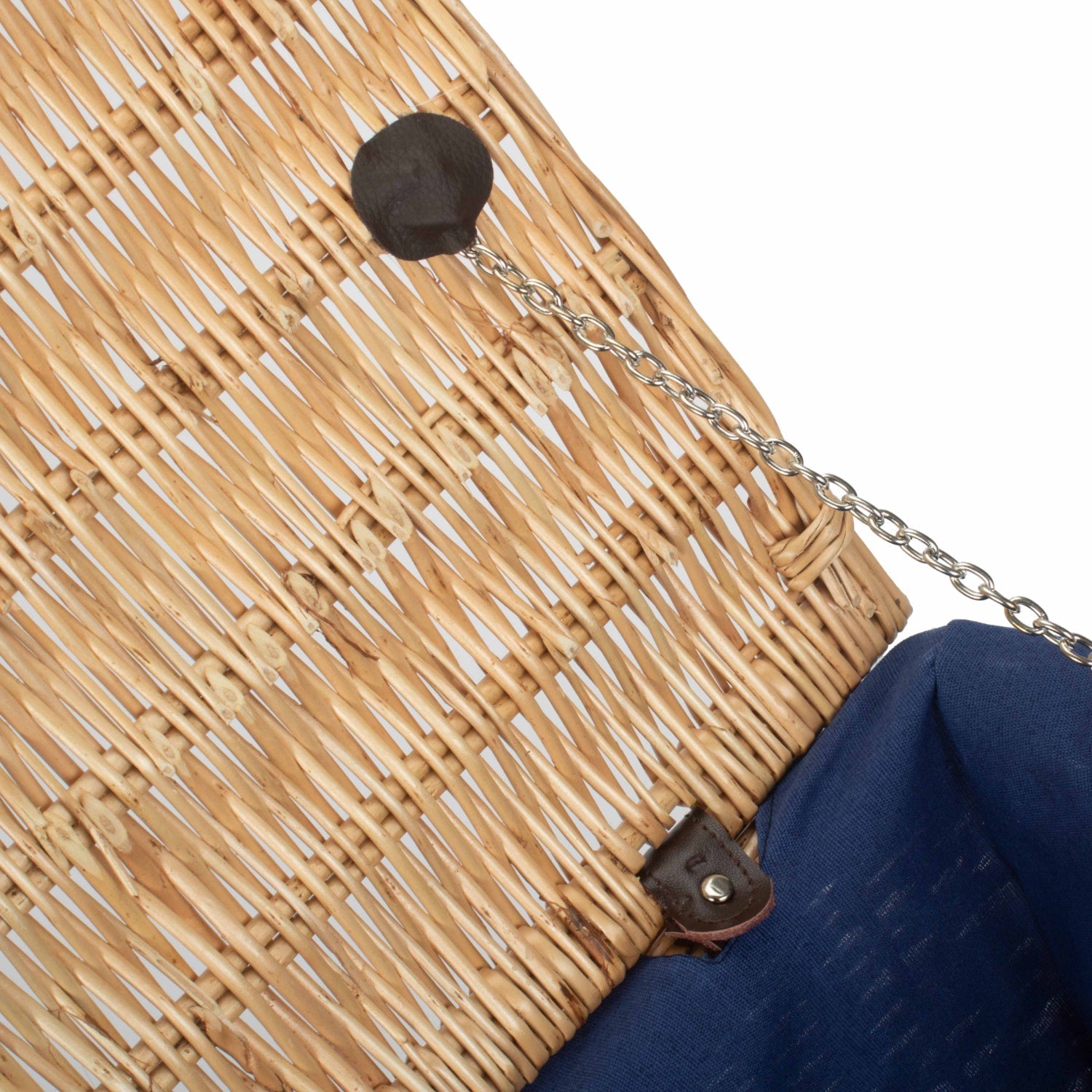 20 Inch Buff Willow Hamper Trunk with Navy Blue Lining - REGN