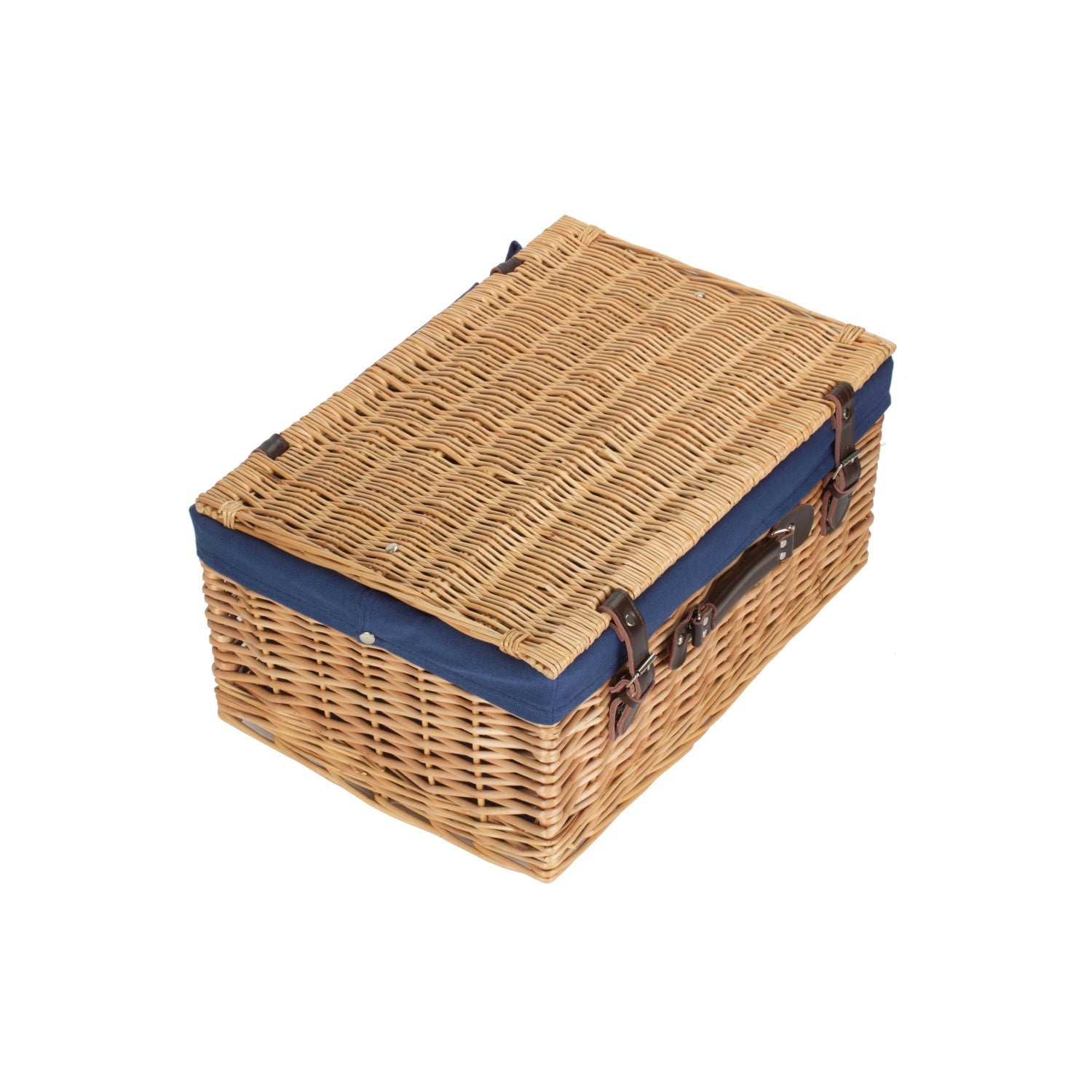 20 Inch Buff Willow Hamper Trunk with Navy Blue Lining - REGN