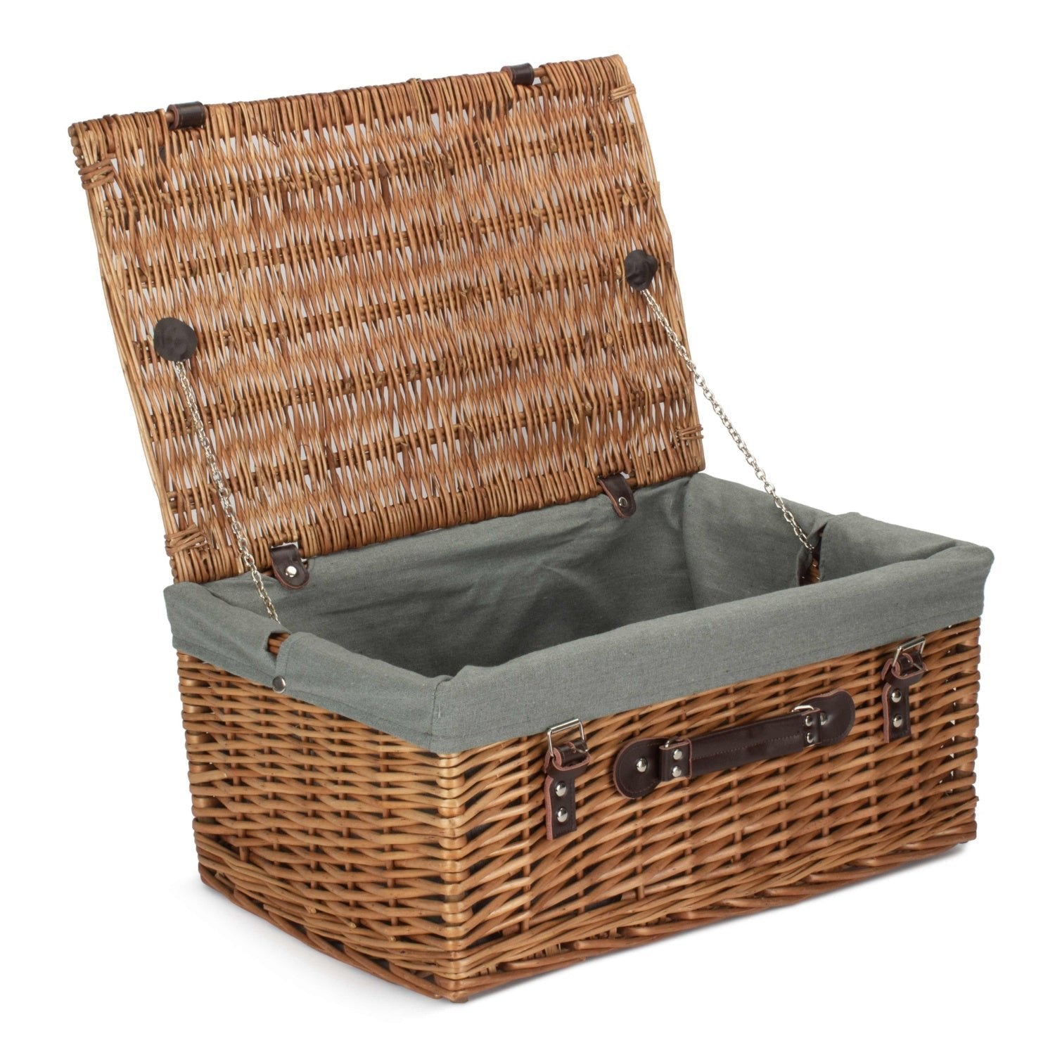 20 Inch Double Steamed Willow Hamper Trunk with Grey Sage Lining - REGN