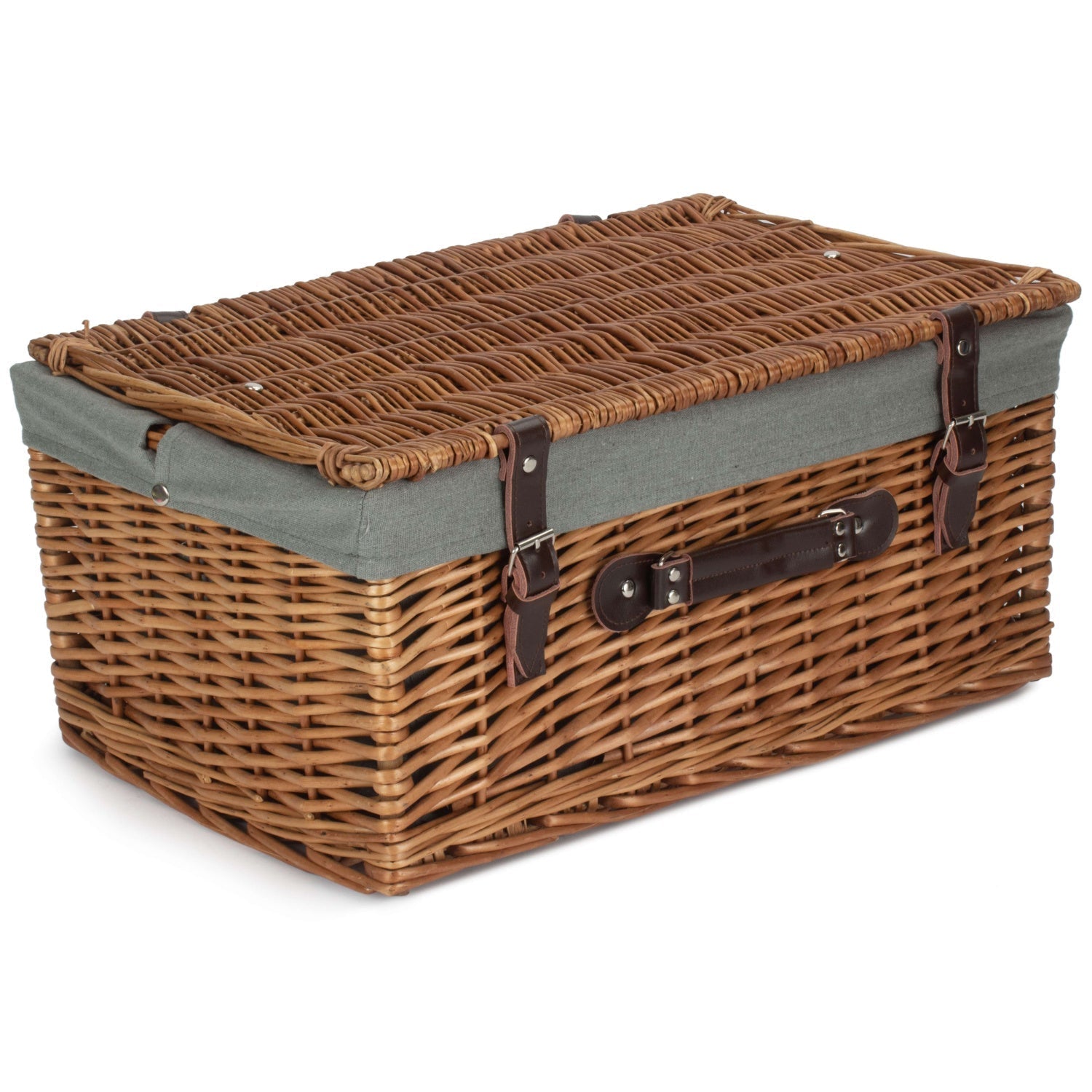 20 Inch Double Steamed Willow Hamper Trunk with Grey Sage Lining - REGN