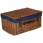 20 Inch Double Steamed Willow Hamper Trunk with Navy Blue Lining - REGN