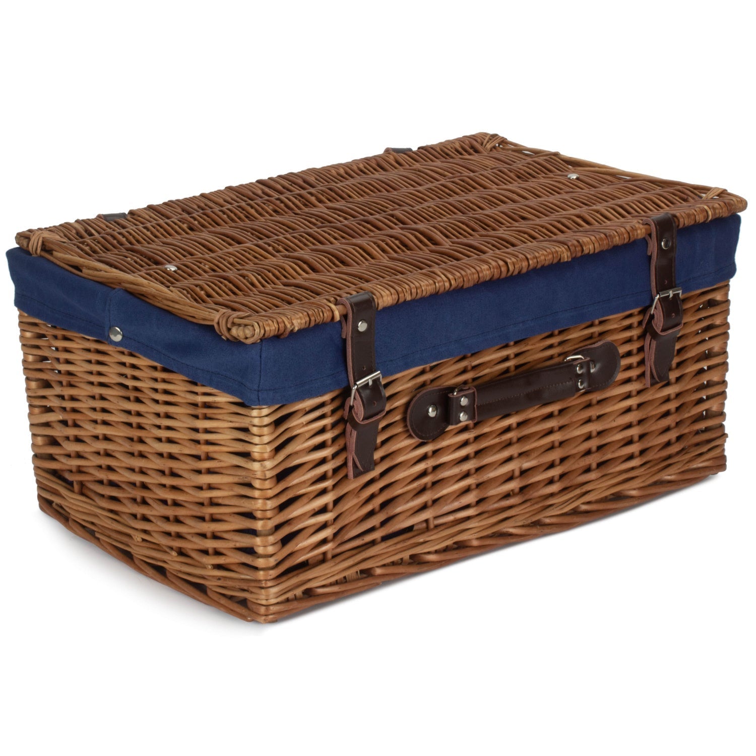 20 Inch Double Steamed Willow Hamper Trunk with Navy Blue Lining - REGN