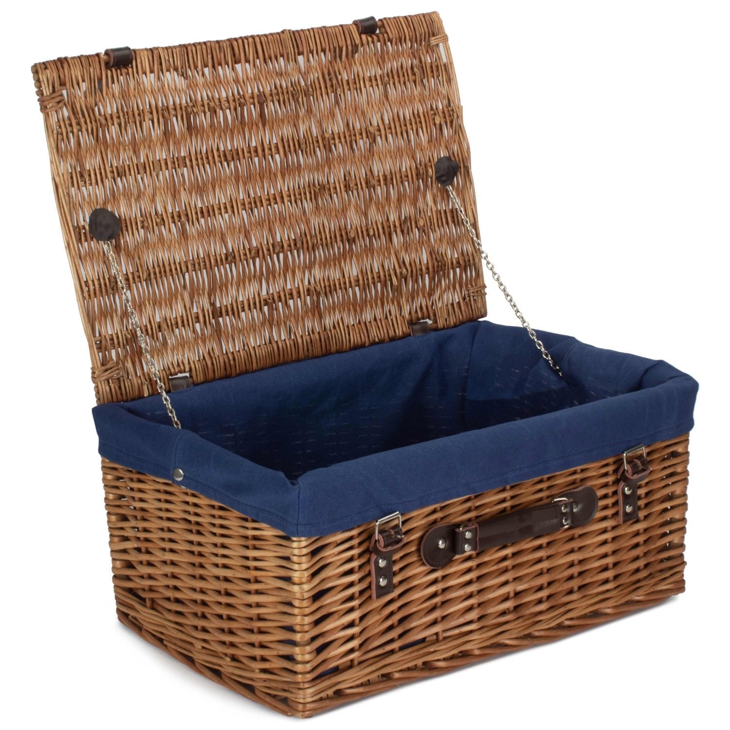 20 Inch Double Steamed Willow Hamper Trunk with Navy Blue Lining - REGN