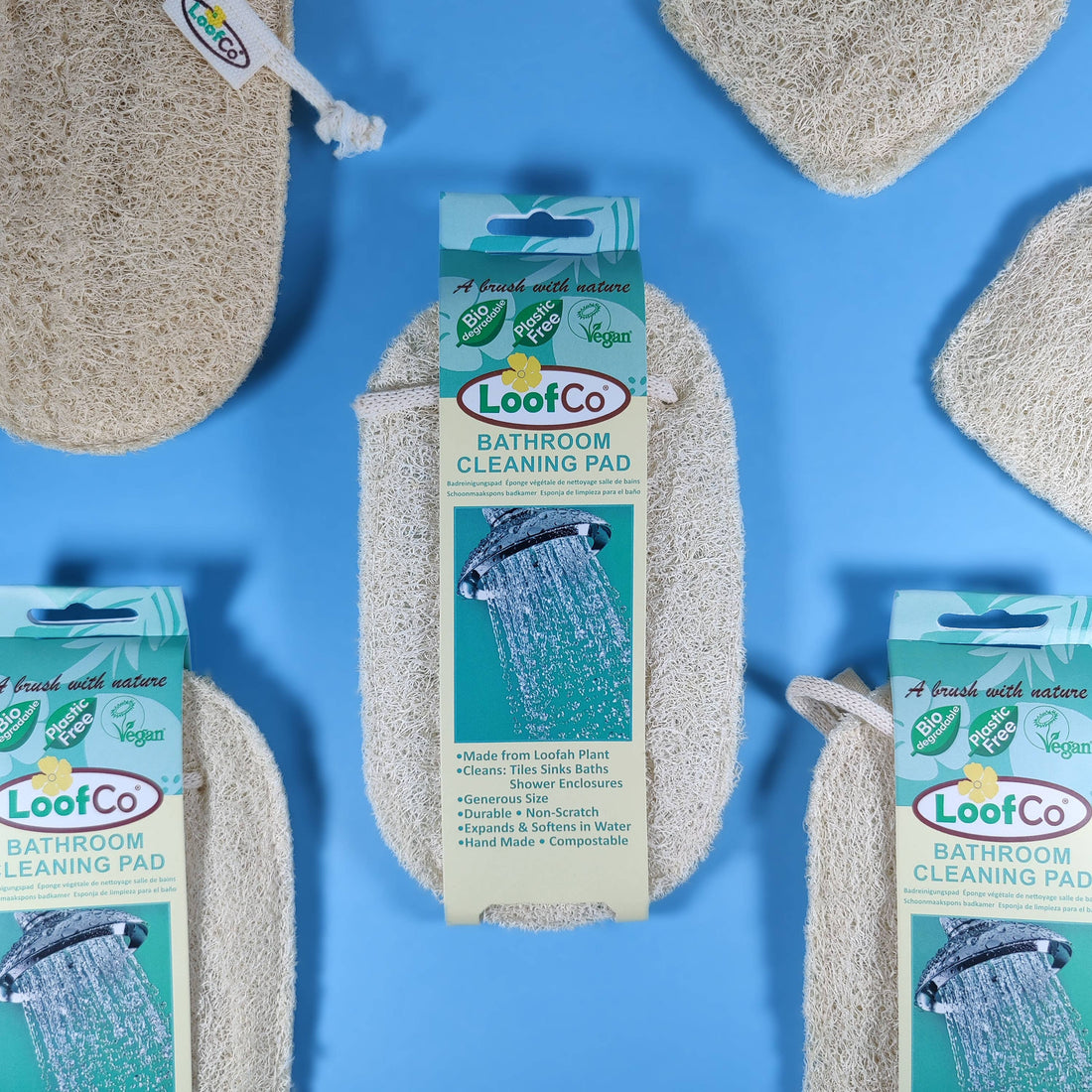 LoofCo Bathroom Cleaning Pad – Natural Loofah Scrubber for Surfaces