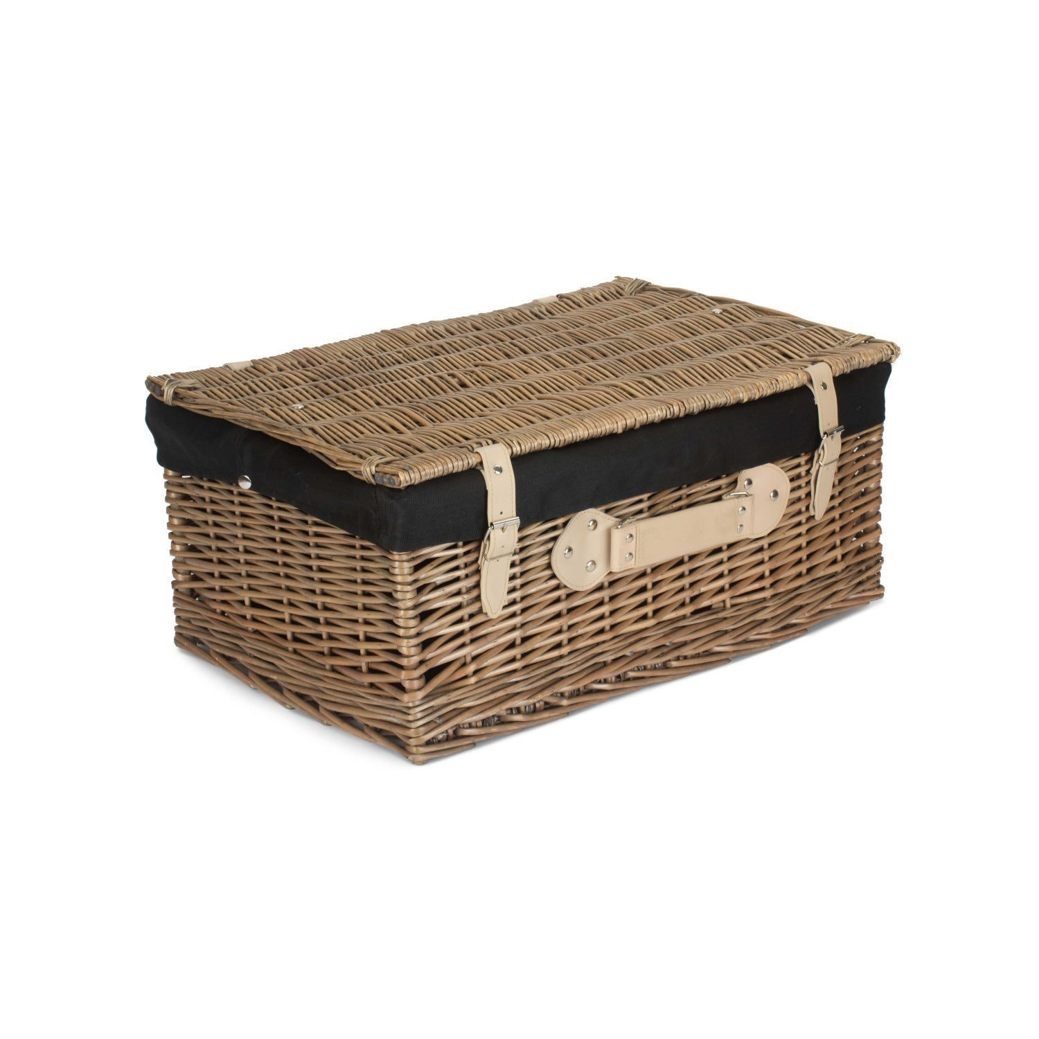 22 Inch Antique Wash Willow Hamper with Black Lining - REGN