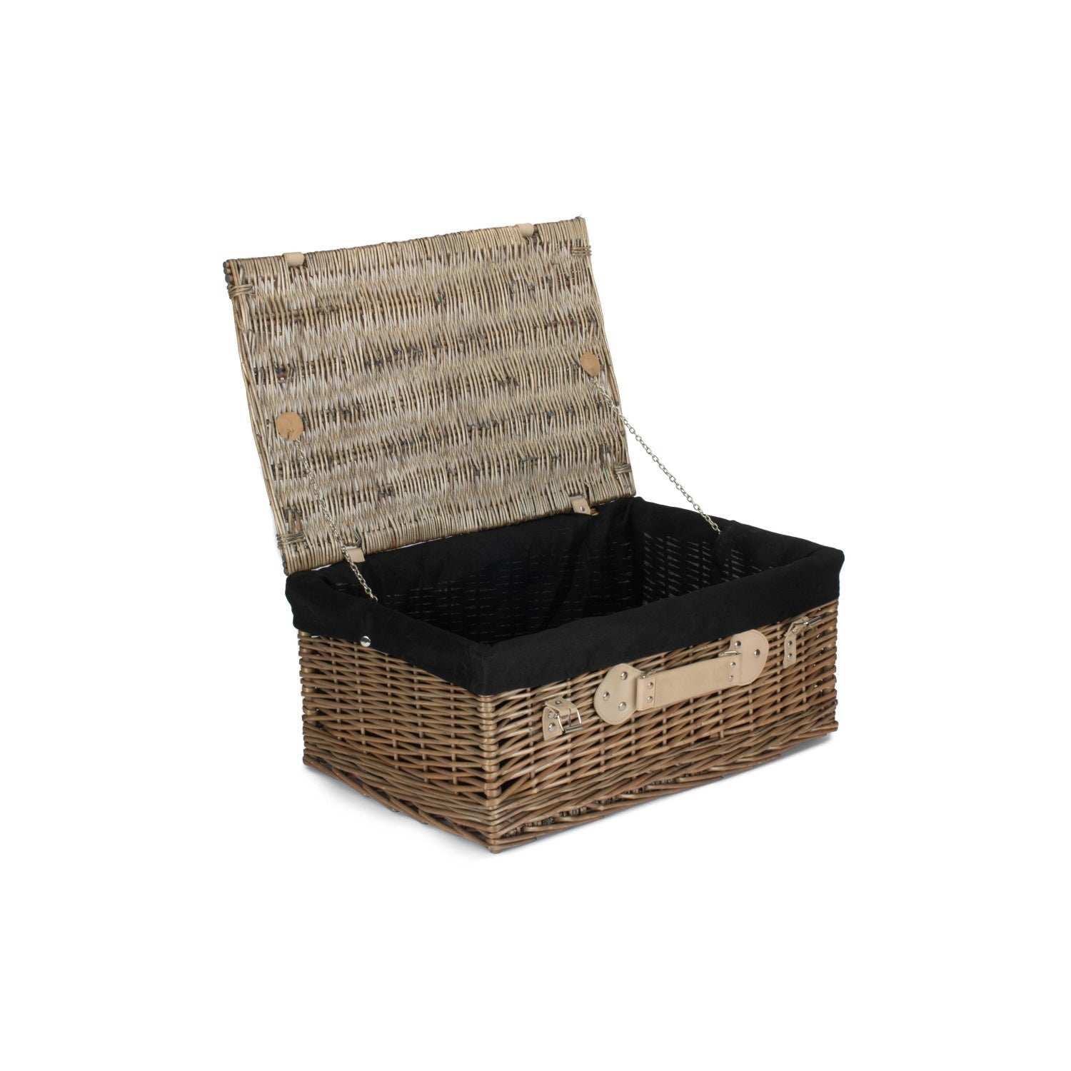 22 Inch Antique Wash Willow Hamper with Black Lining - REGN