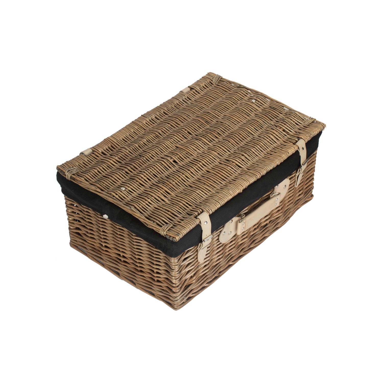 22 Inch Antique Wash Willow Hamper with Black Lining - REGN