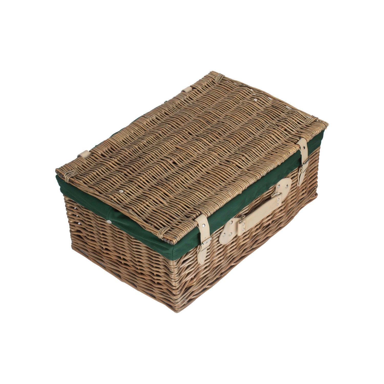 22 Inch Antique Wash Willow Hamper with Green Lining - REGN