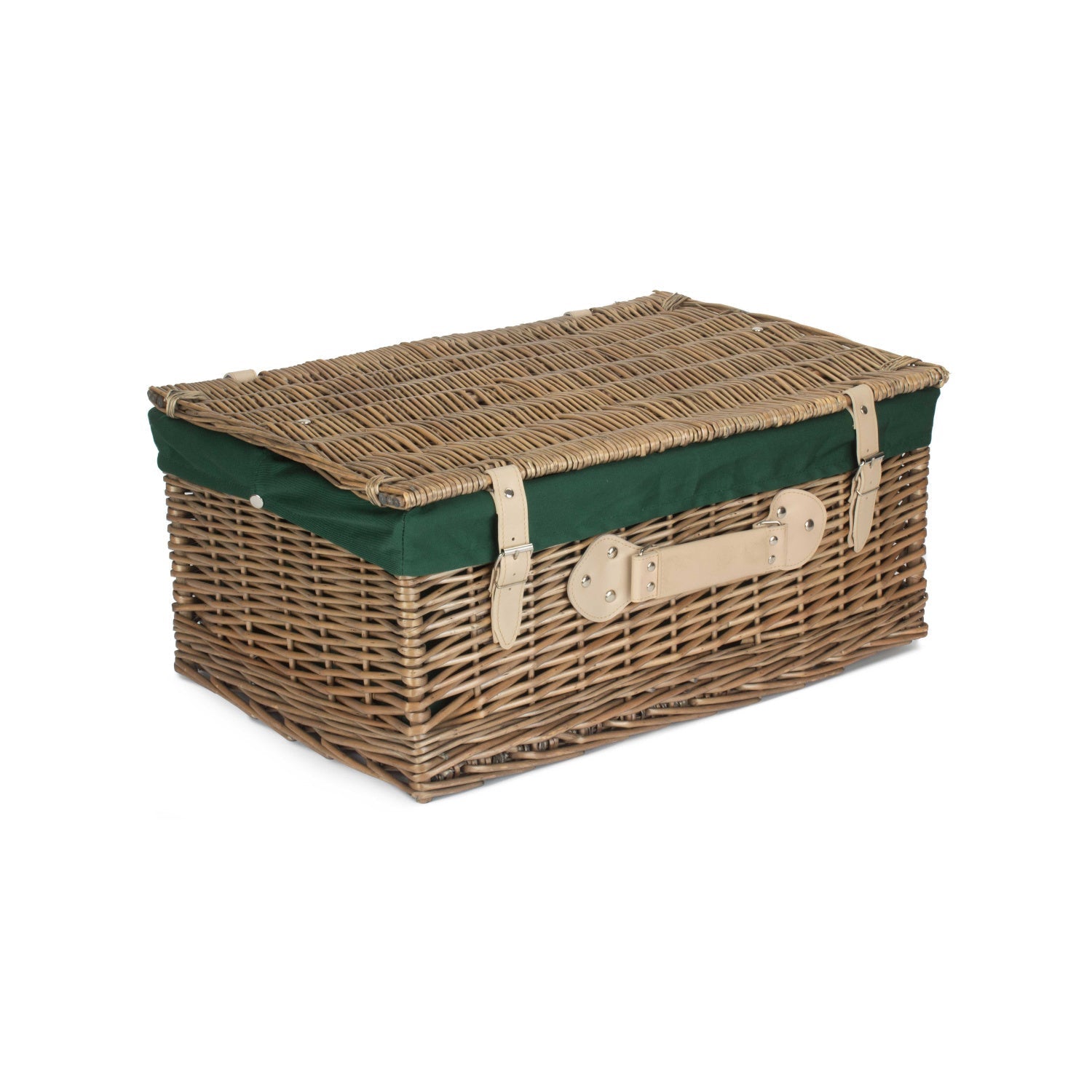 22 Inch Antique Wash Willow Hamper with Green Lining - REGN