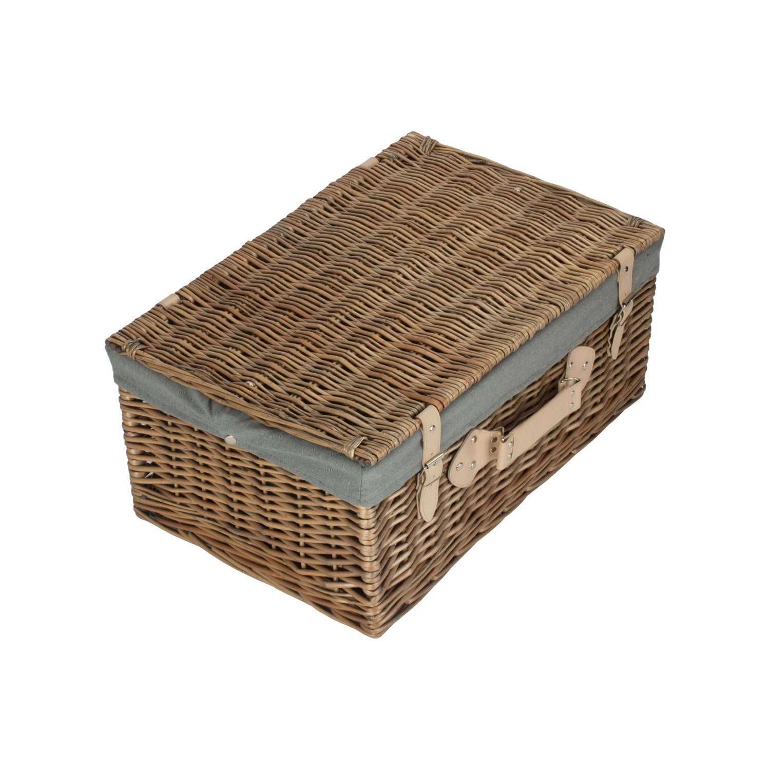 22 Inch Antique Wash Willow Hamper with Grey Sage Lining - REGN