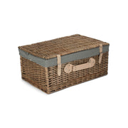 22 Inch Antique Wash Willow Hamper with Grey Sage Lining - REGN