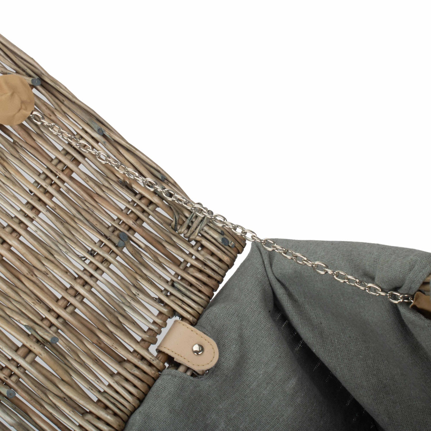 22 Inch Antique Wash Willow Hamper with Grey Sage Lining - REGN