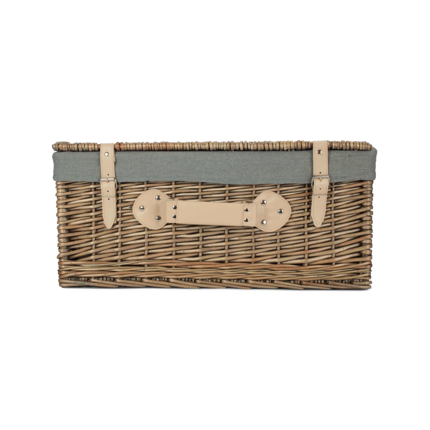 22 Inch Antique Wash Willow Hamper with Grey Sage Lining - REGN