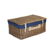 22 Inch Antique Wash Willow Hamper with Navy Blue Lining - REGN