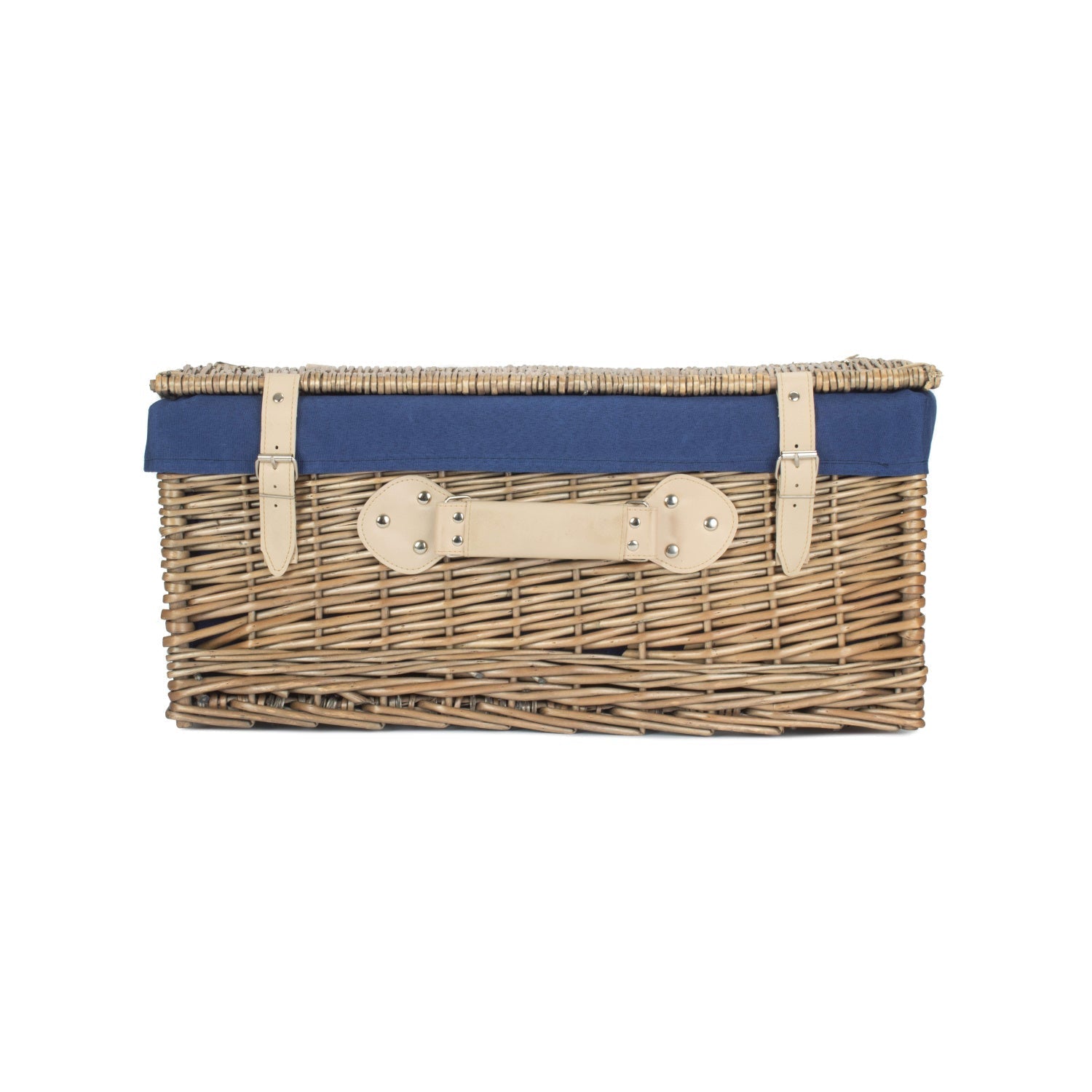 22 Inch Antique Wash Willow Hamper with Navy Blue Lining - REGN