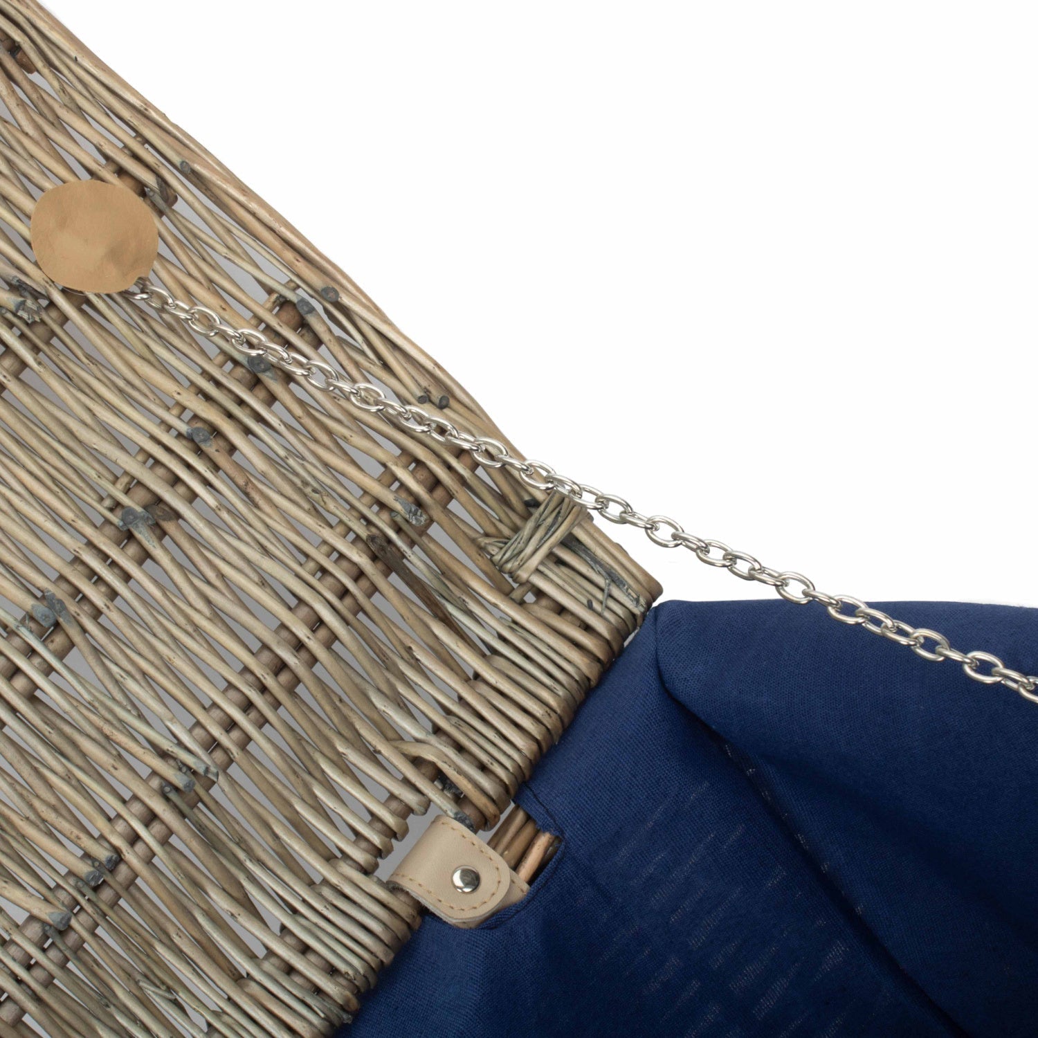 22 Inch Antique Wash Willow Hamper with Navy Blue Lining - REGN