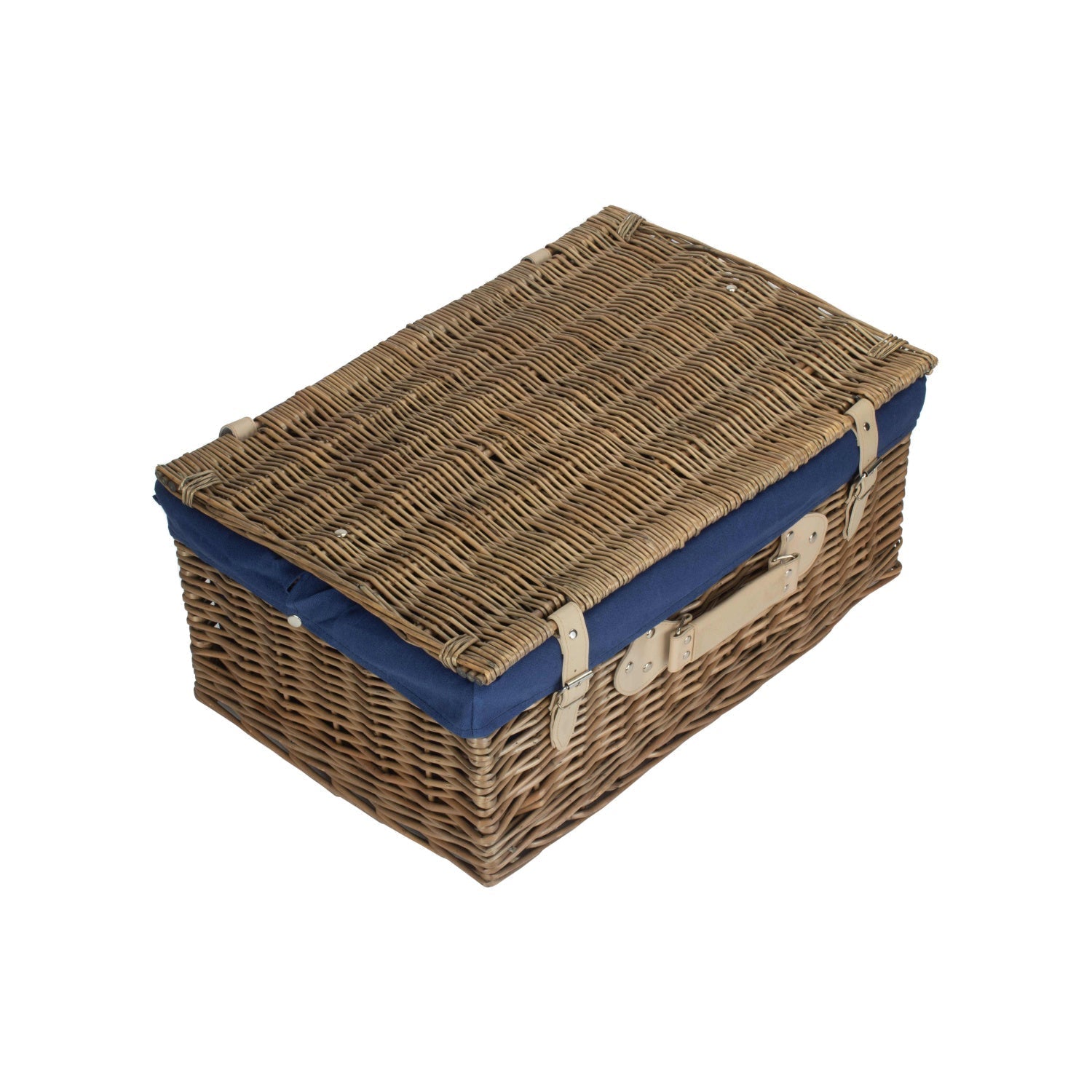 22 Inch Antique Wash Willow Hamper with Navy Blue Lining - REGN