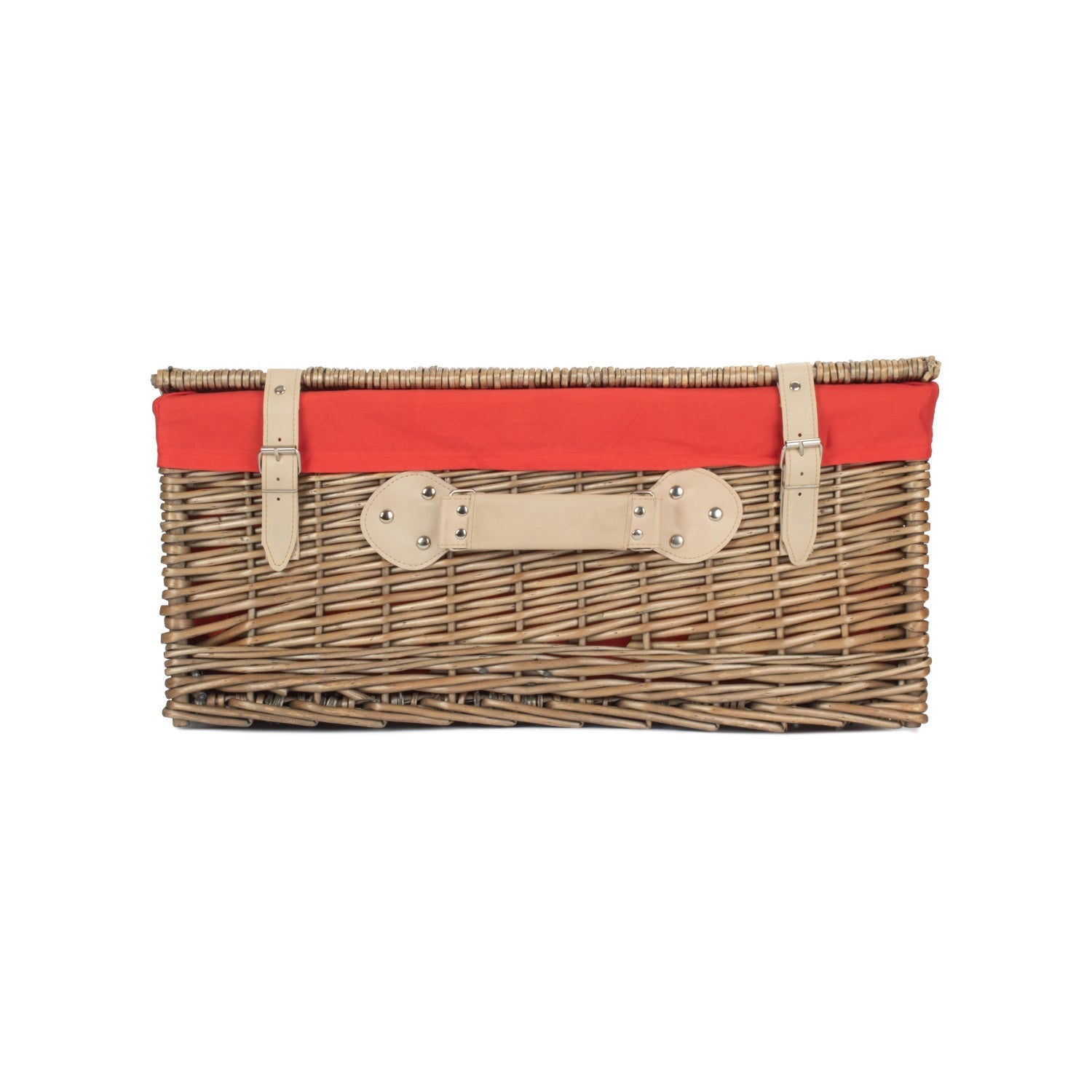 22 Inch Antique Wash Willow Hamper with Red Lining - REGN