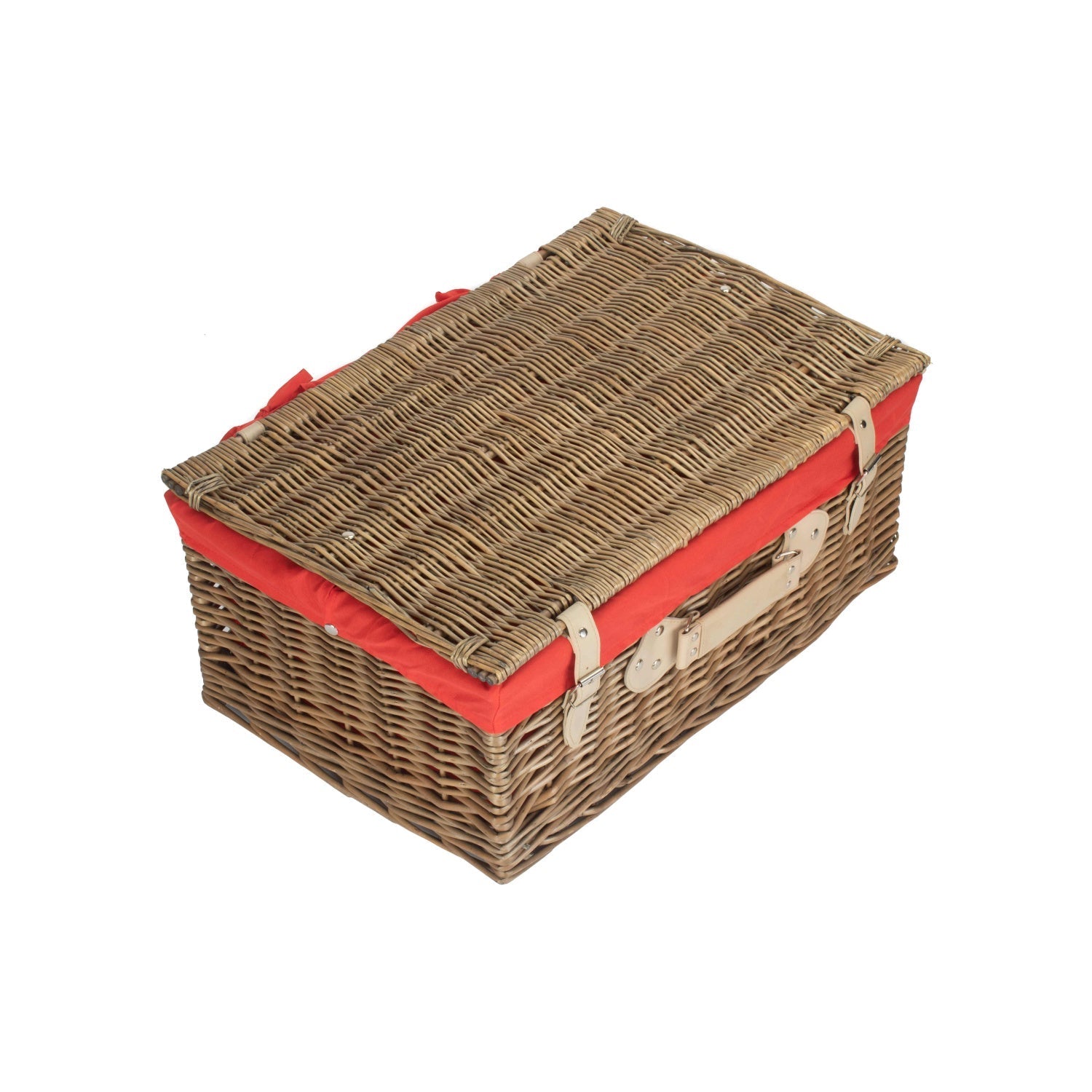 22 Inch Antique Wash Willow Hamper with Red Lining - REGN