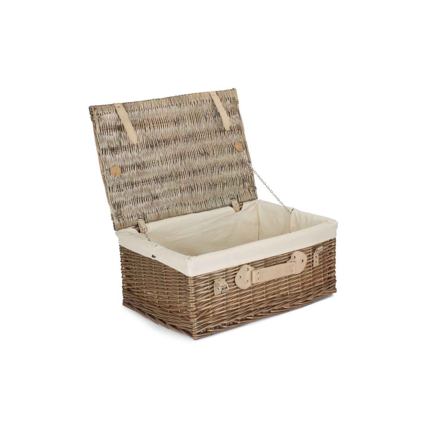 22 Inch Antique Wash Willow Hamper with White Lining - REGN