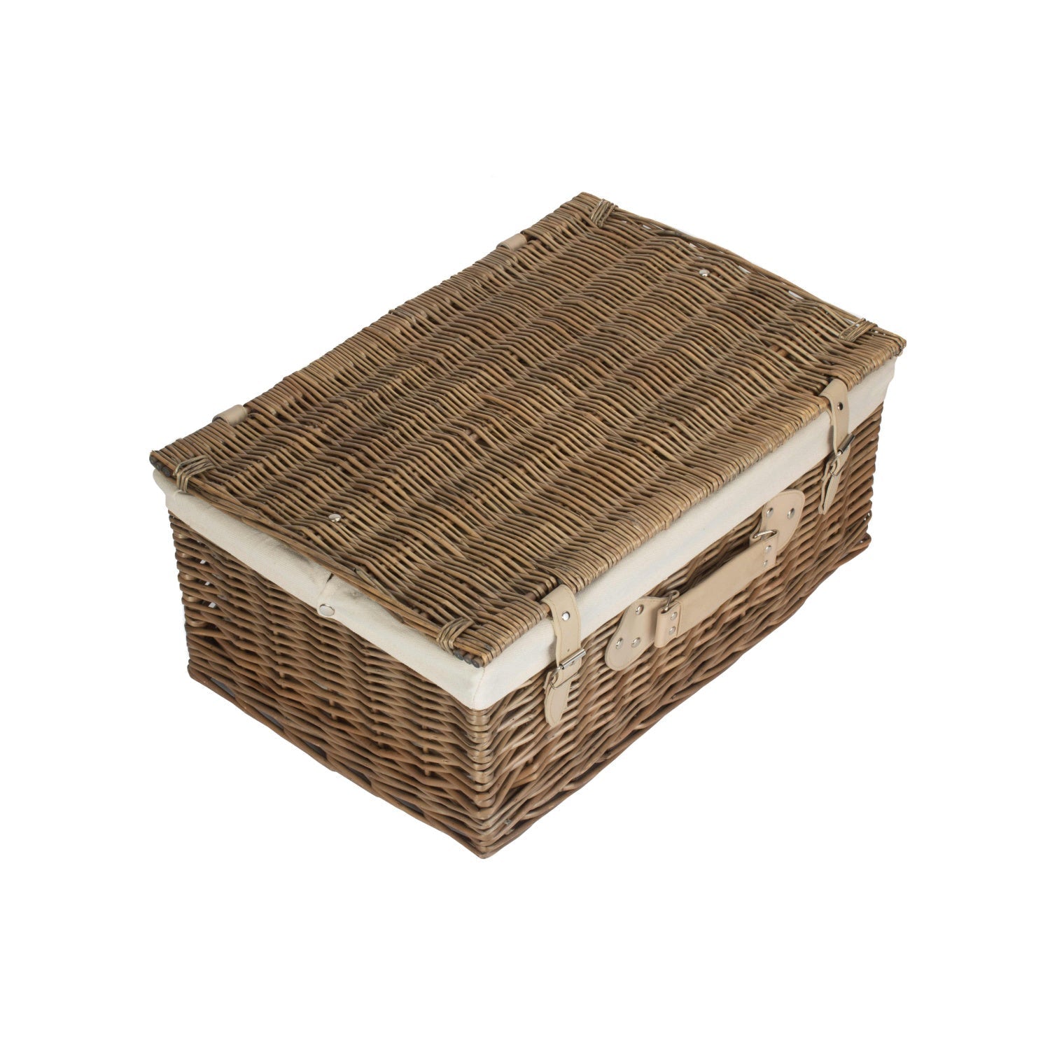 22 Inch Antique Wash Willow Hamper with White Lining - REGN