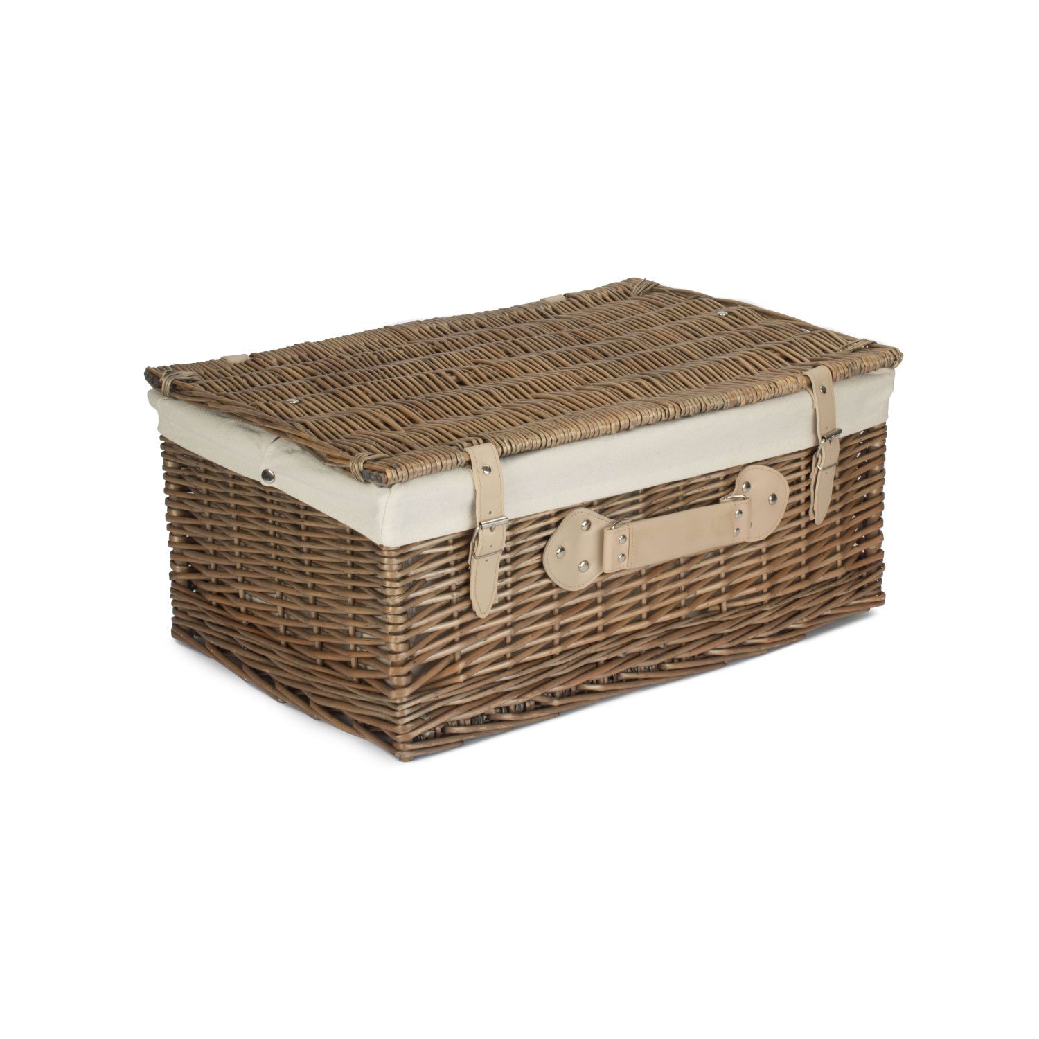 22 Inch Antique Wash Willow Hamper with White Lining - REGN