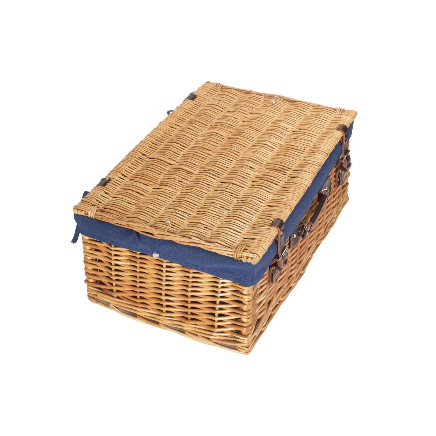 22 Inch Buff Willow Hamper with Navy Blue Lining - REGN