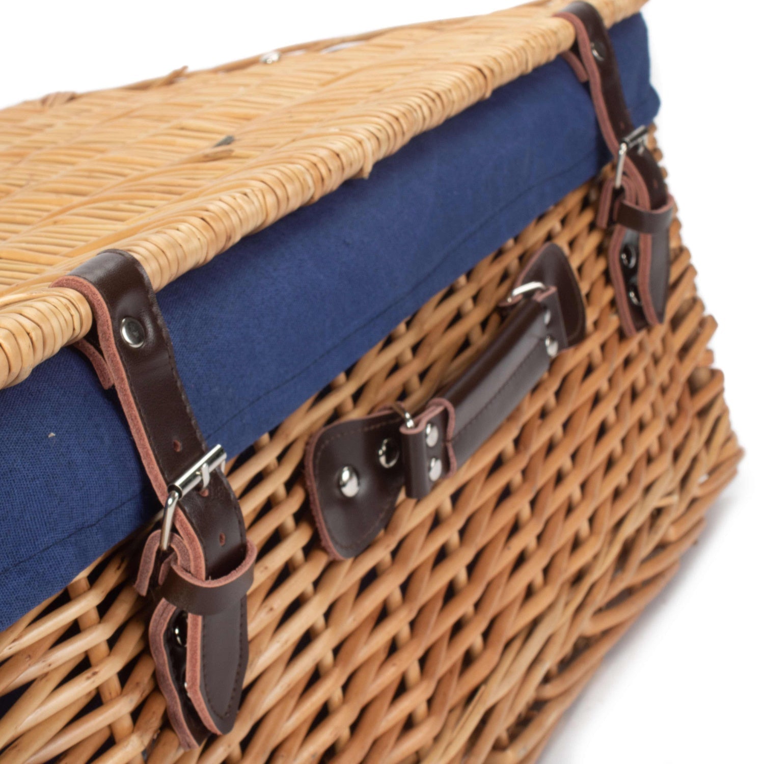 22 Inch Buff Willow Hamper with Navy Blue Lining - REGN