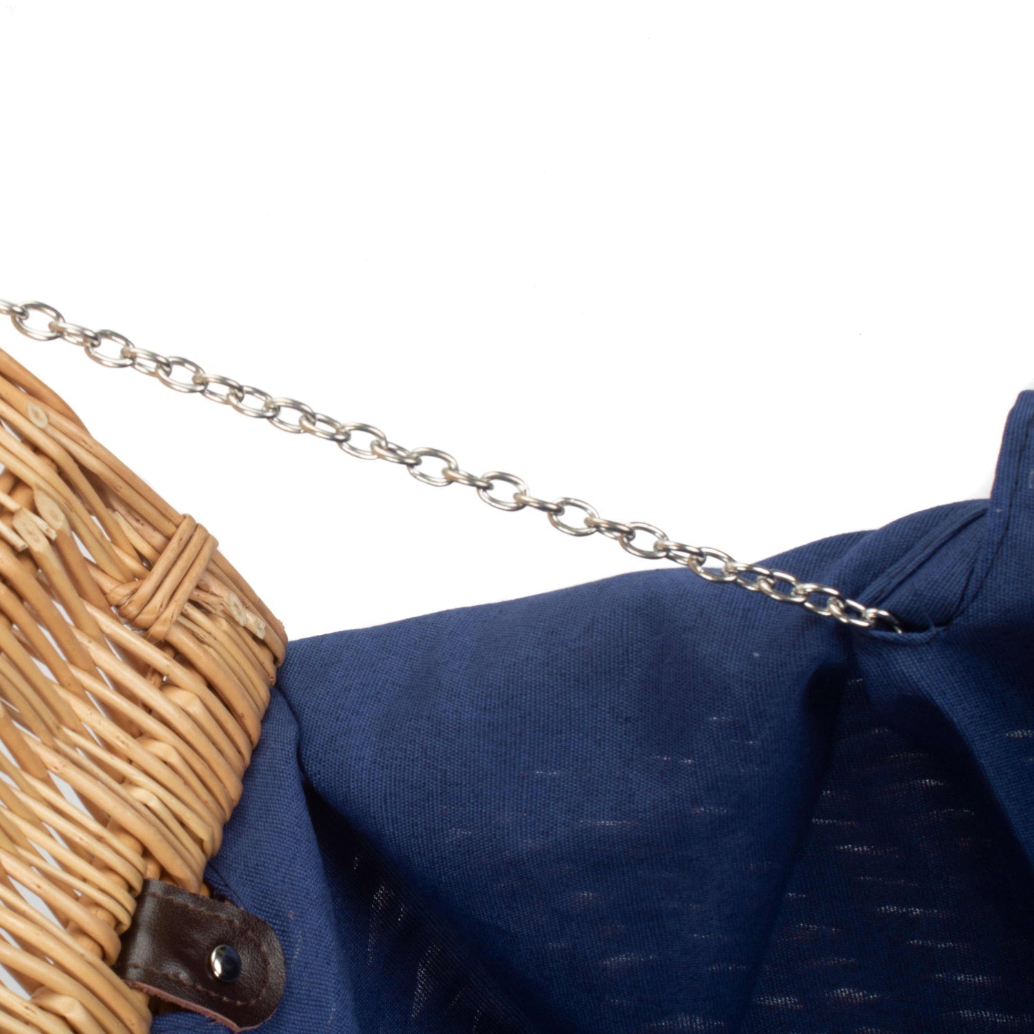 22 Inch Buff Willow Hamper with Navy Blue Lining - REGN