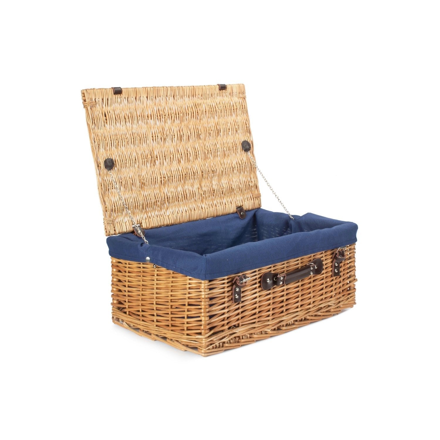 22 Inch Buff Willow Hamper with Navy Blue Lining - REGN
