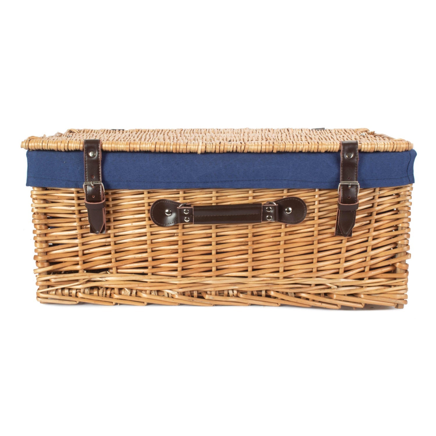 22 Inch Buff Willow Hamper with Navy Blue Lining - REGN