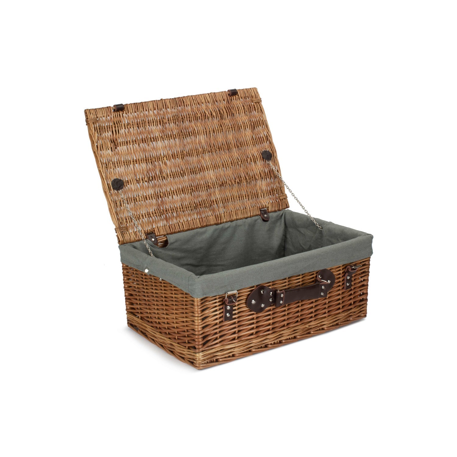 22 Inch Double Steamed Willow Hamper with Grey Sage Lining - REGN