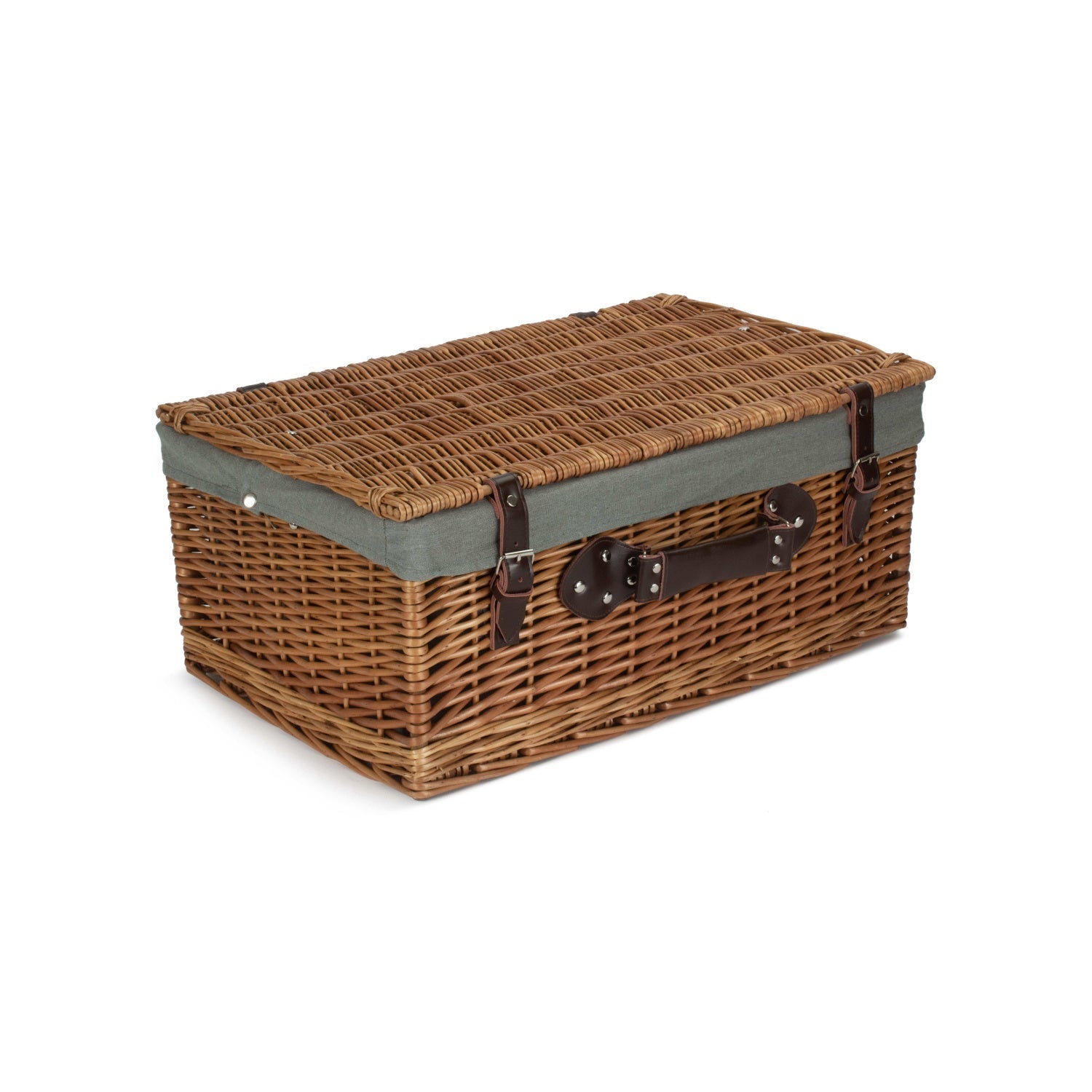 22 Inch Double Steamed Willow Hamper with Grey Sage Lining - REGN