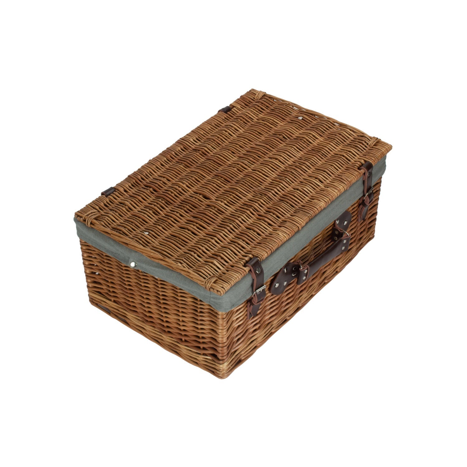 22 Inch Double Steamed Willow Hamper with Grey Sage Lining - REGN