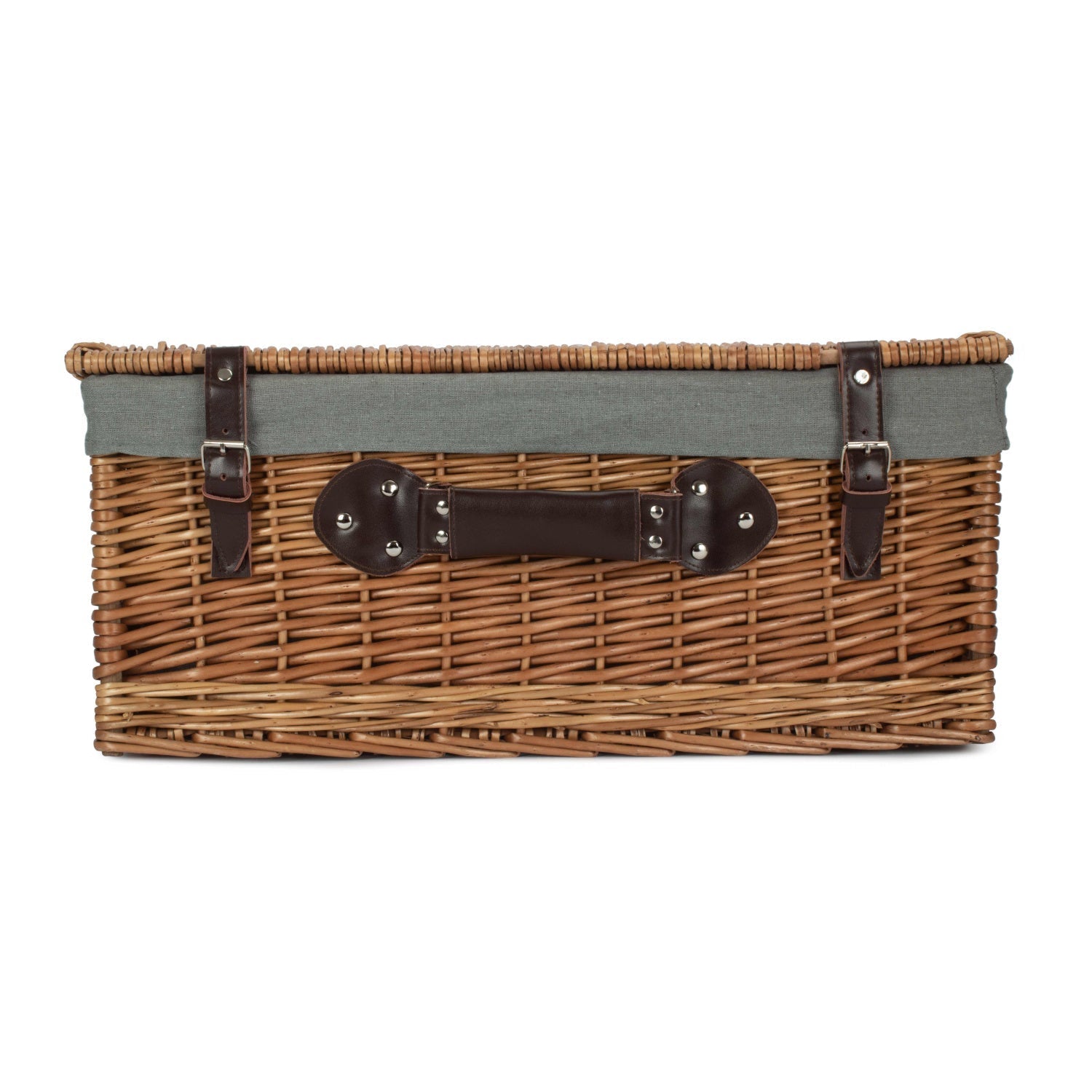 22 Inch Double Steamed Willow Hamper with Grey Sage Lining - REGN