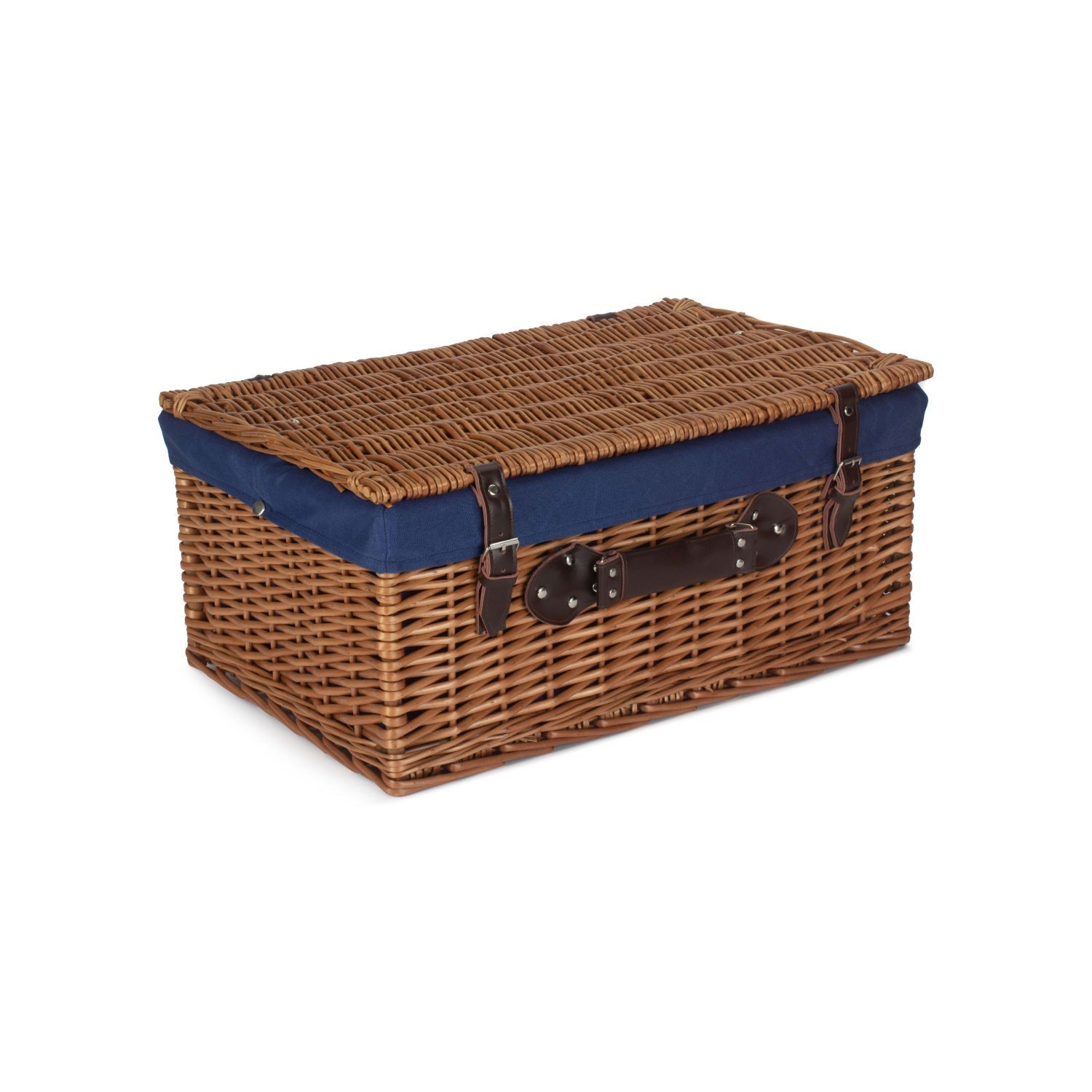 22 Inch Double Steamed Willow Hamper with Navy Blue Lining - REGN