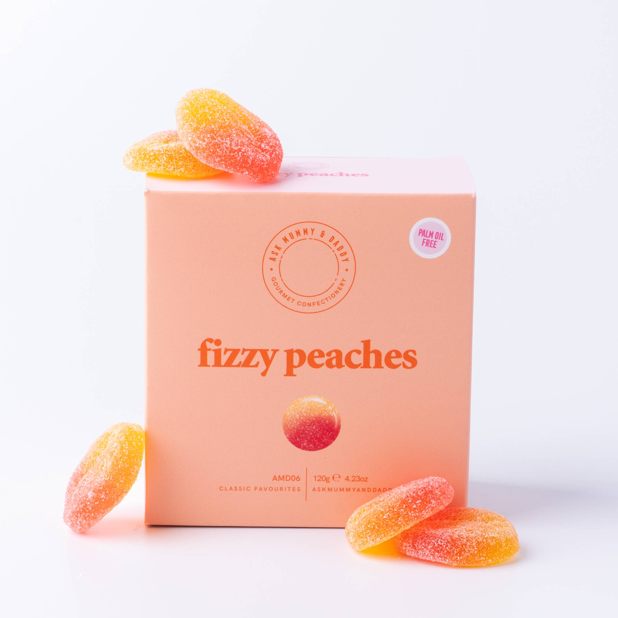 Ask Mummy & Daddy Fizzy Peaches Gift Box – Peach Flavoured Fizzy Sweets